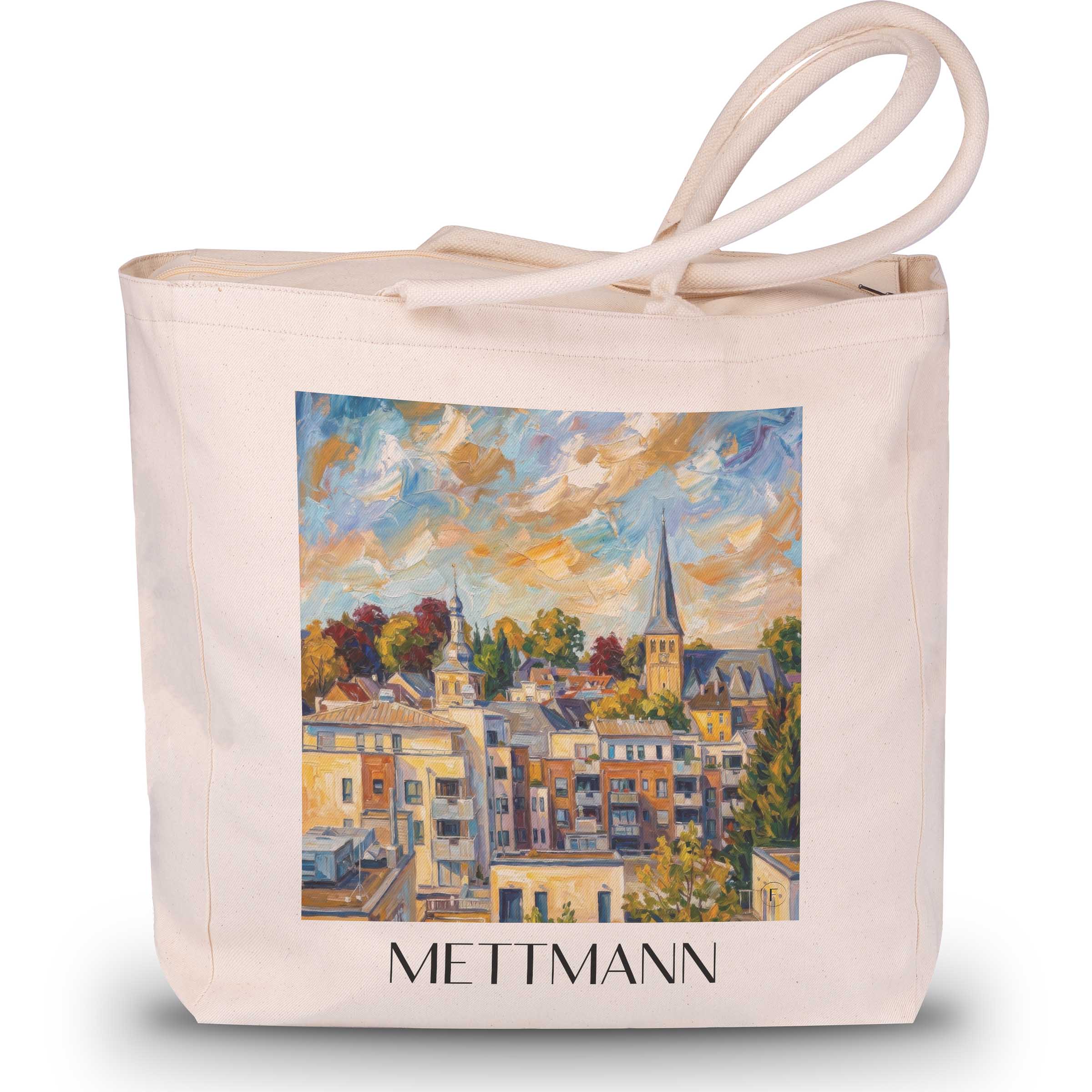 Mettmann Shopping Tasche - Rheinland - Deutschland Tote Bag - Einkaufstasche im Ölgemälde Stil