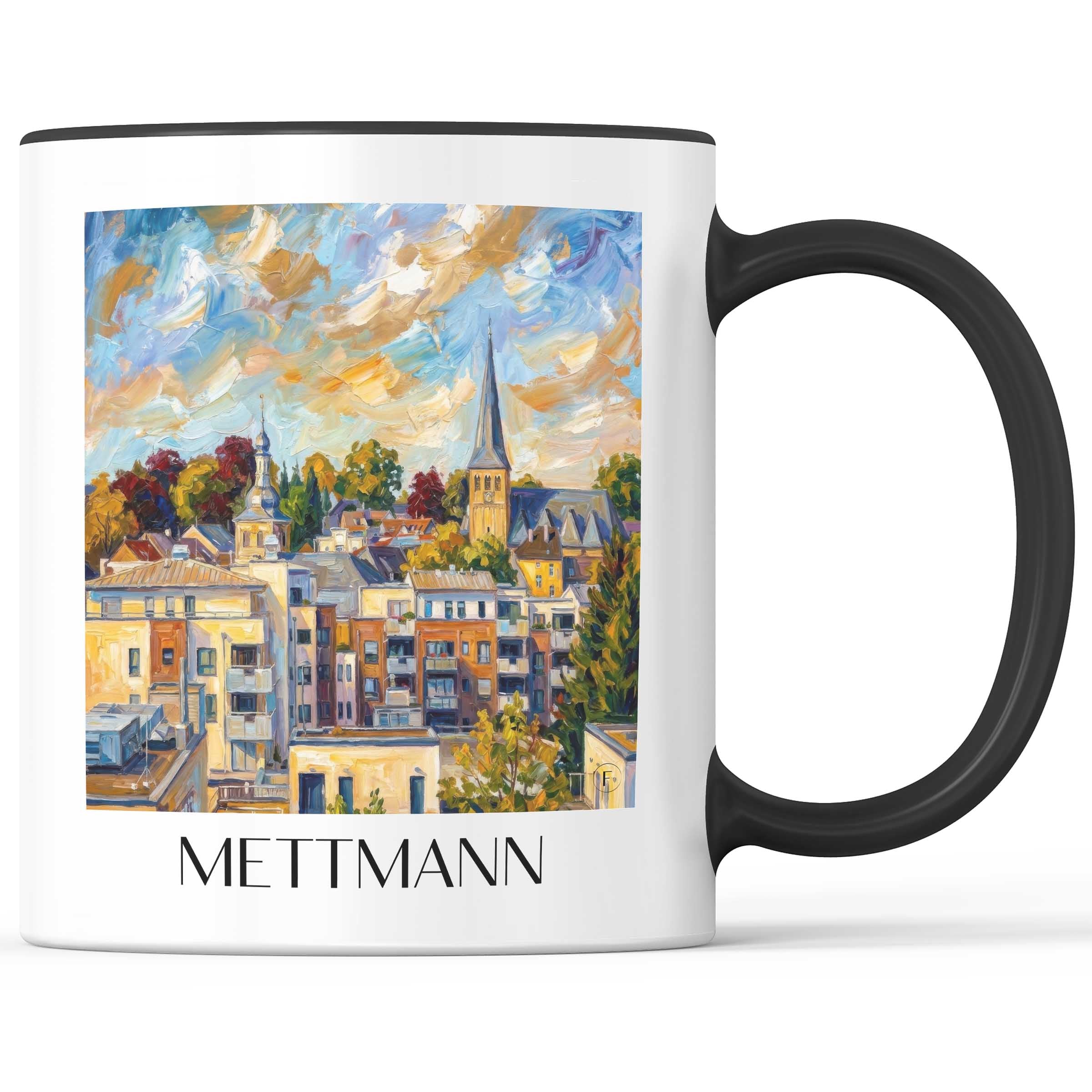 Mettmann Kaffeebecher - Rheinland - Deutschland Becher - Kaffeetasse im Ölgemälde Stil