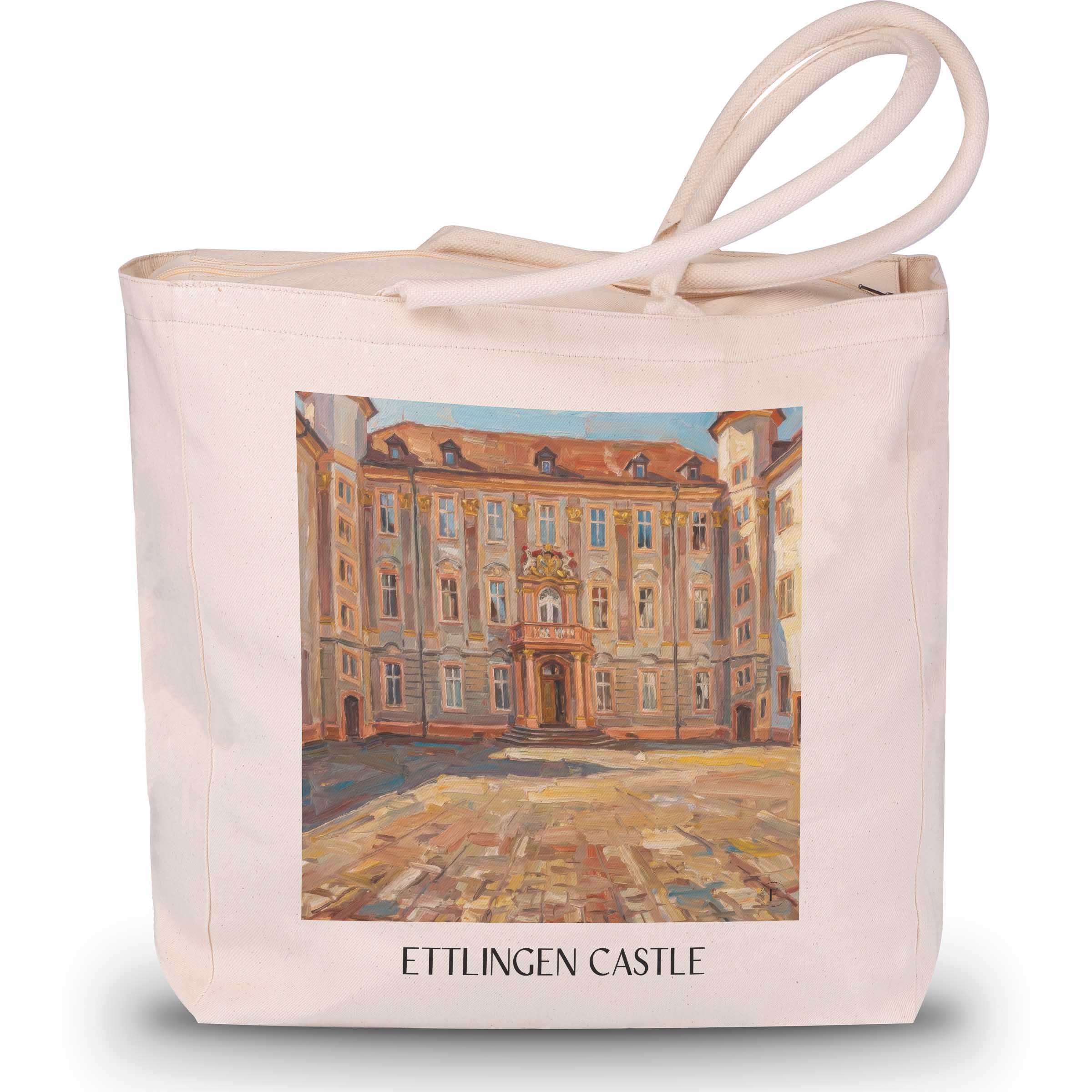 Schloss Ettlingen Shopping Tasche - Schwarzwald - Deutschland Tote Bag - Einkaufstasche im Ölgemälde Stil