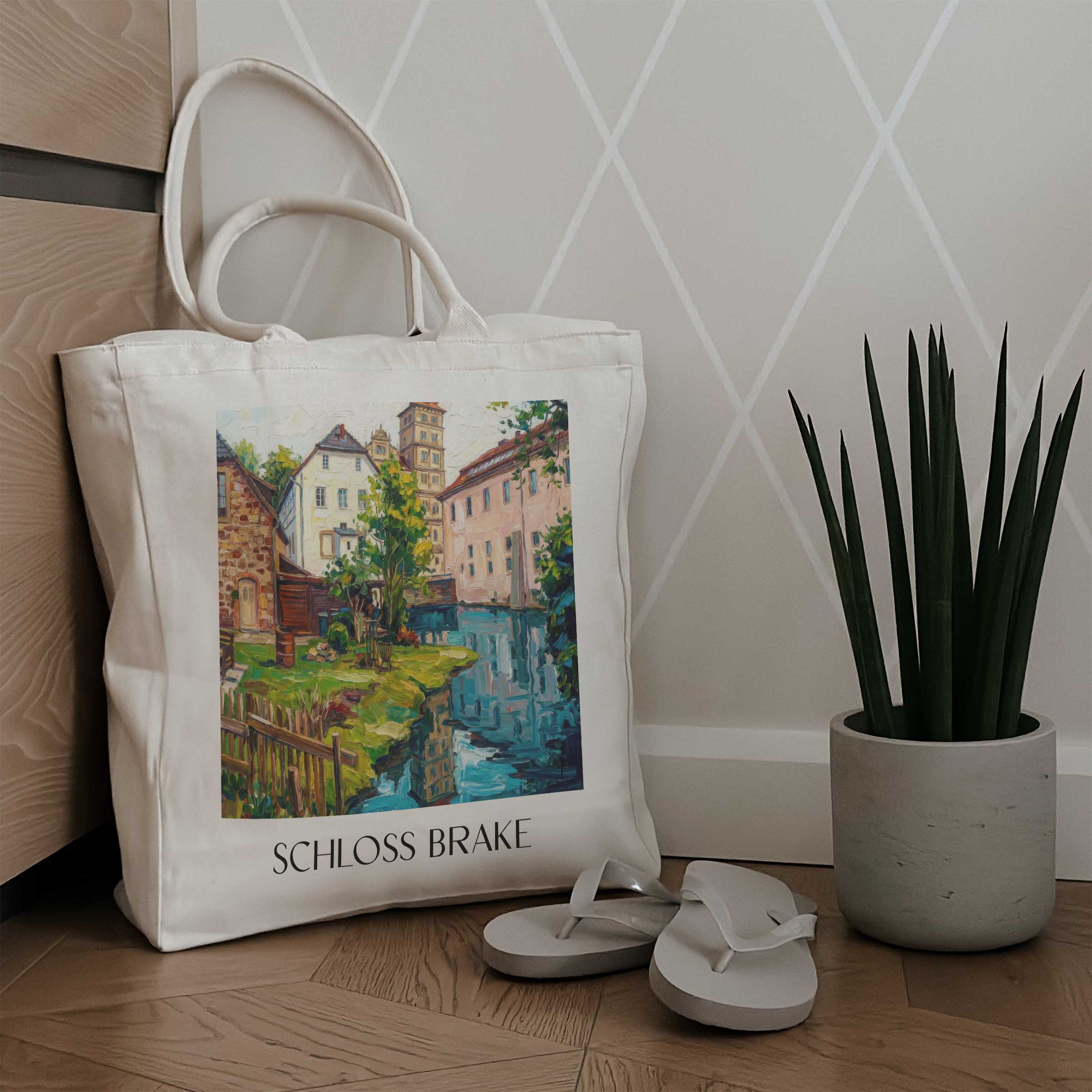 schloss-brake-lemgo-deutschland-einkaufstasche-oil-painting-oelgemaelde