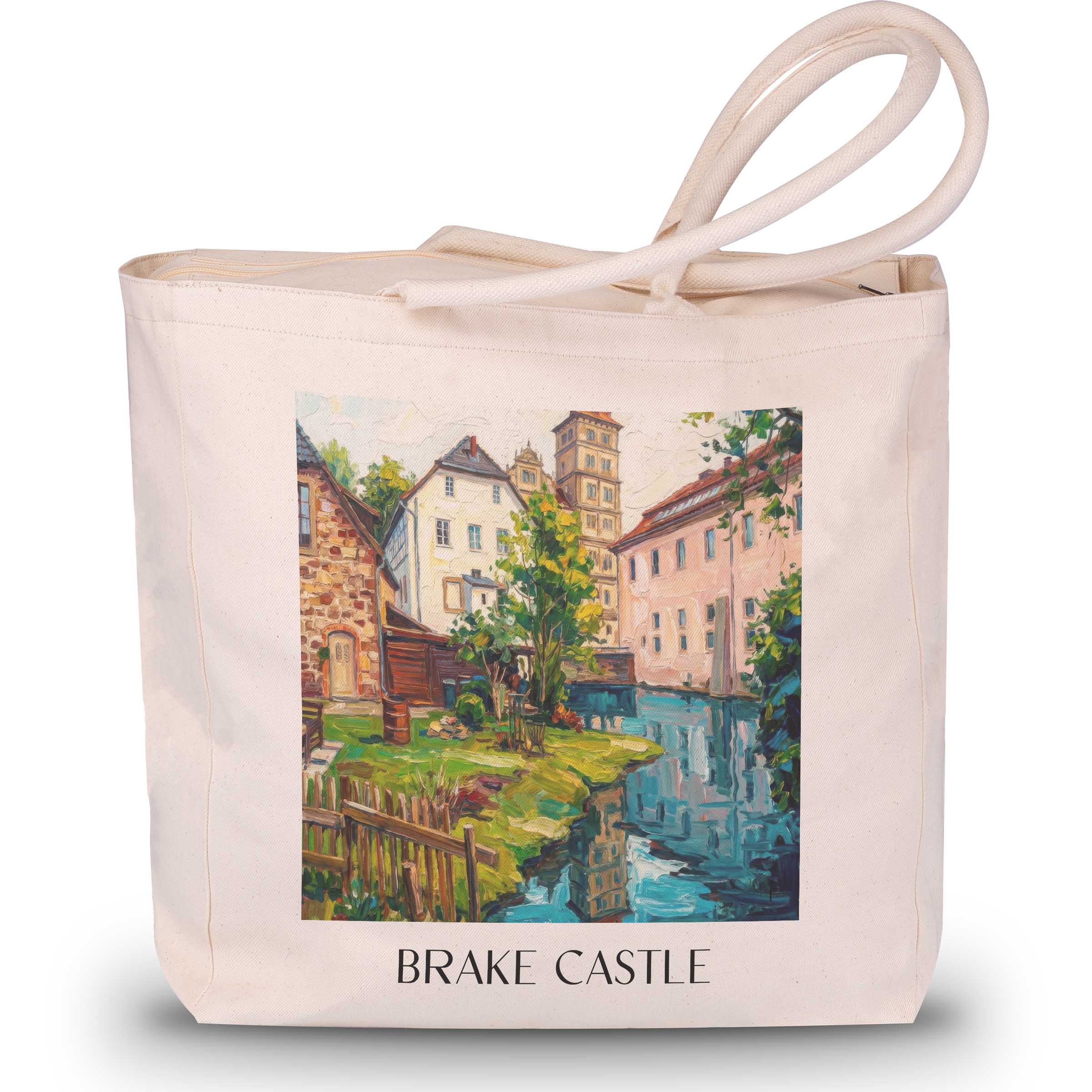 Schloss Brake Shopping Tasche - Lemgo - Deutschland Tote Bag - Einkaufstasche im Ölgemälde Stil