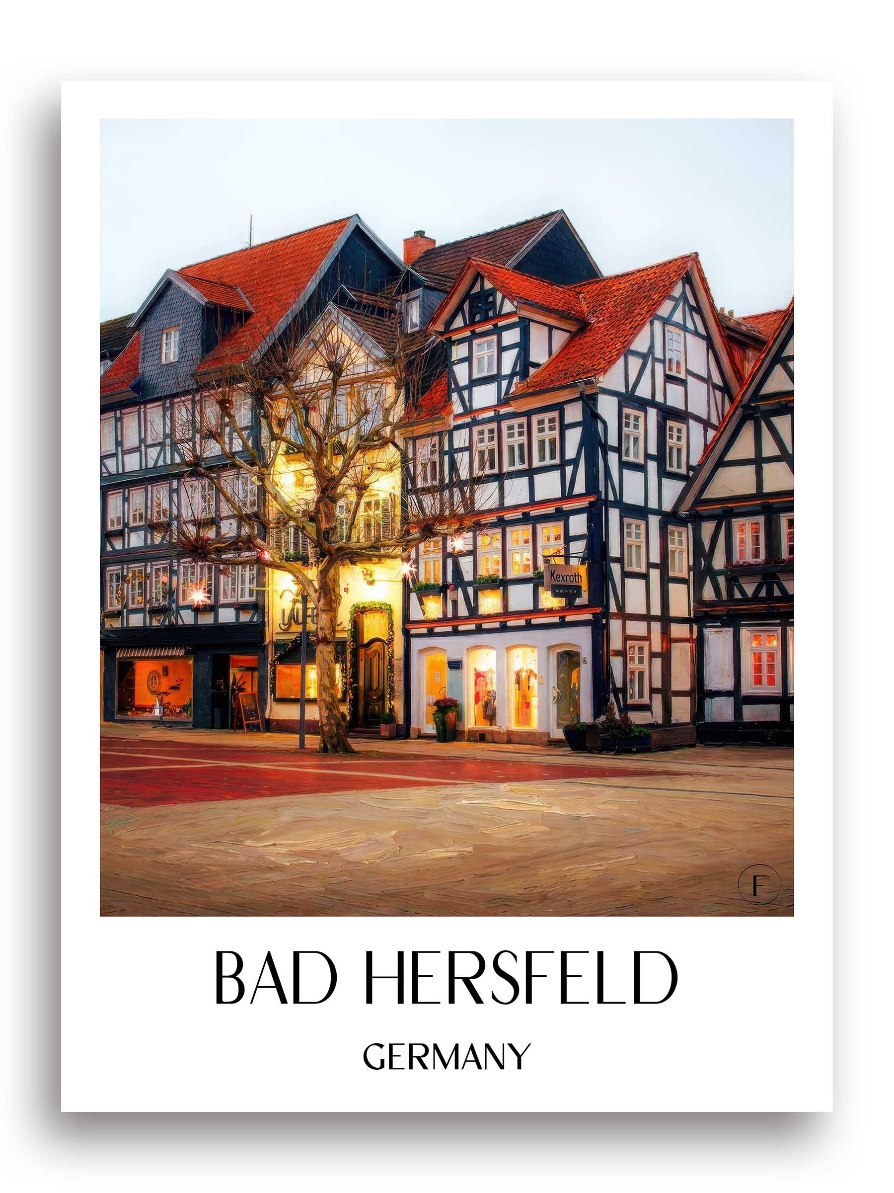 Bad Hersfeld Poster - Hessen - Deutschland Kunstdruck - Ölgemälde von A4 bis A1