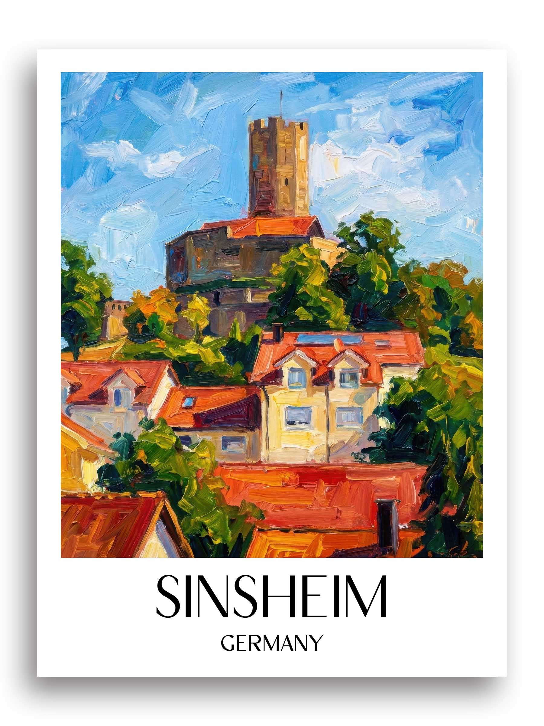 Sinsheim Poster - Baden-Württemberg - Deutschland Kunstdruck - Ölgemälde von A4 bis A1