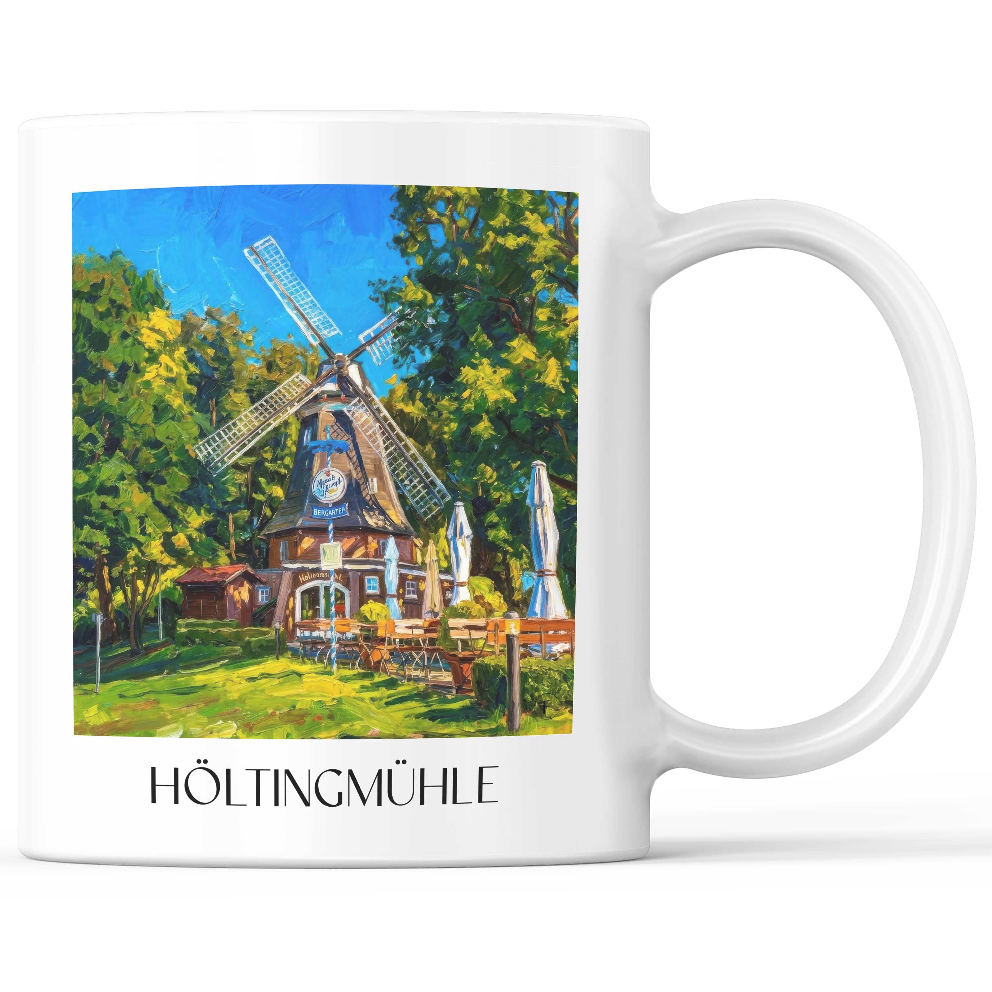 Höltingmühle Kaffeebecher - Meppen - Deutschland Becher - Kaffeetasse im Ölgemälde Stil