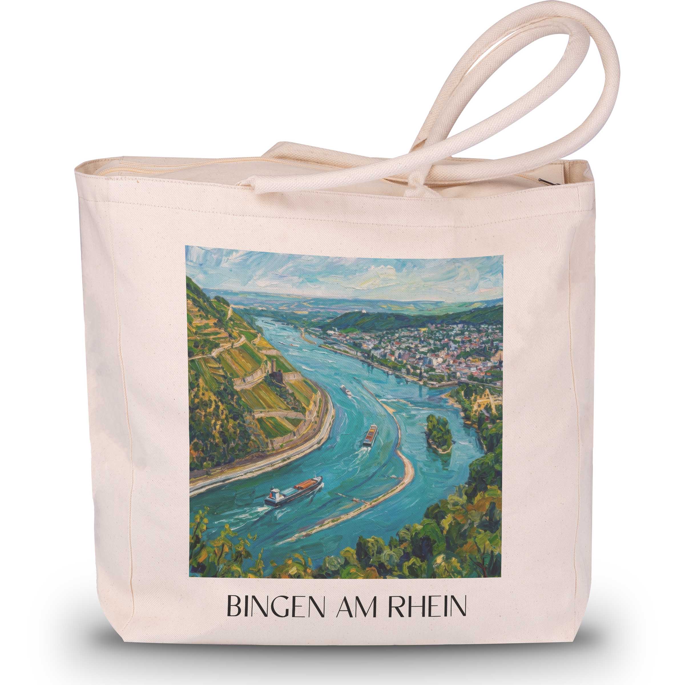 Bingen am Rhein Shopping Tasche - Rheinhessen - Deutschland Tote Bag - Einkaufstasche im Ölgemälde Stil