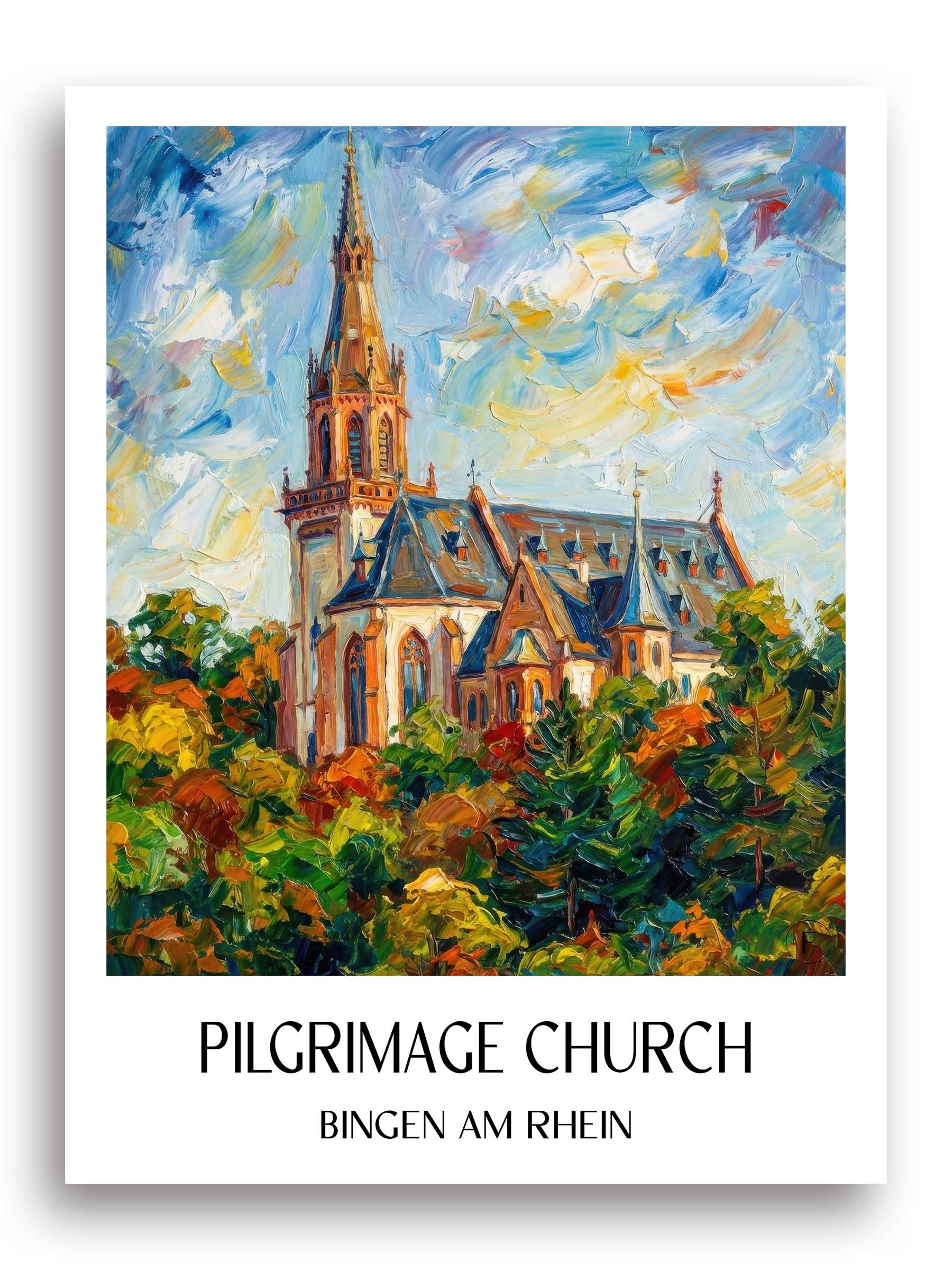 Wallfahrtskirche Poster - Bingen am Rhein - Deutschland Kunstdruck - Ölgemälde von A4 bis A1