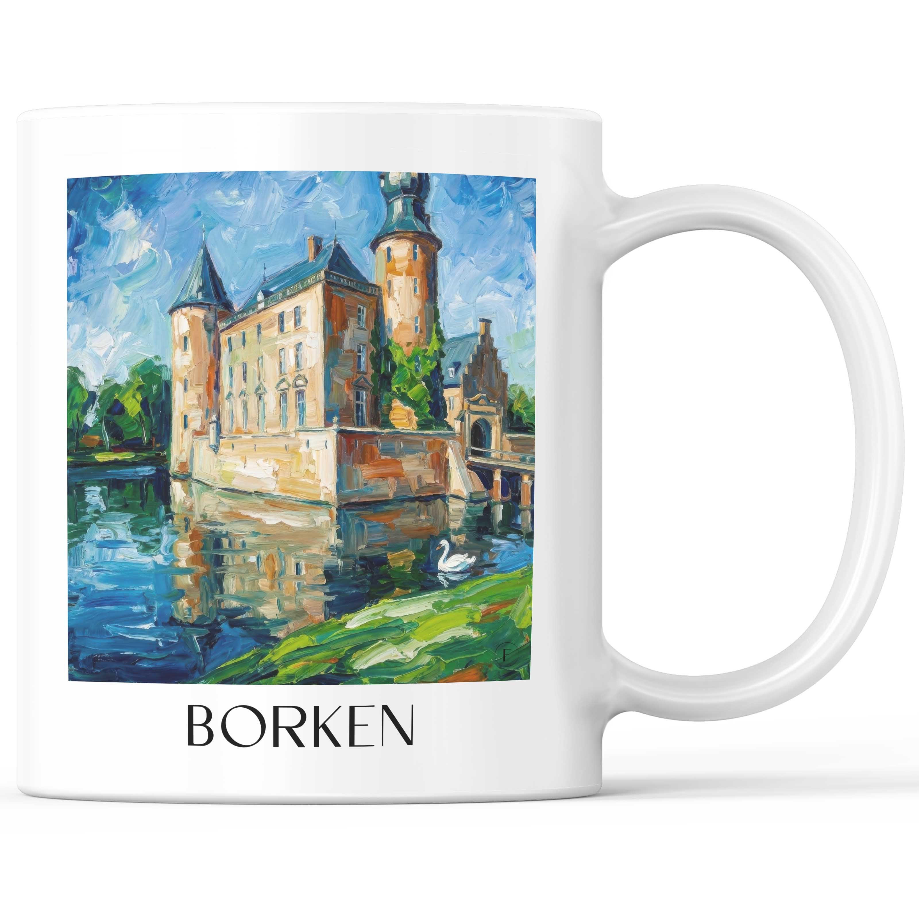 Borken Kaffeebecher - Münsterland - Deutschland Becher - Kaffeetasse im Ölgemälde Stil