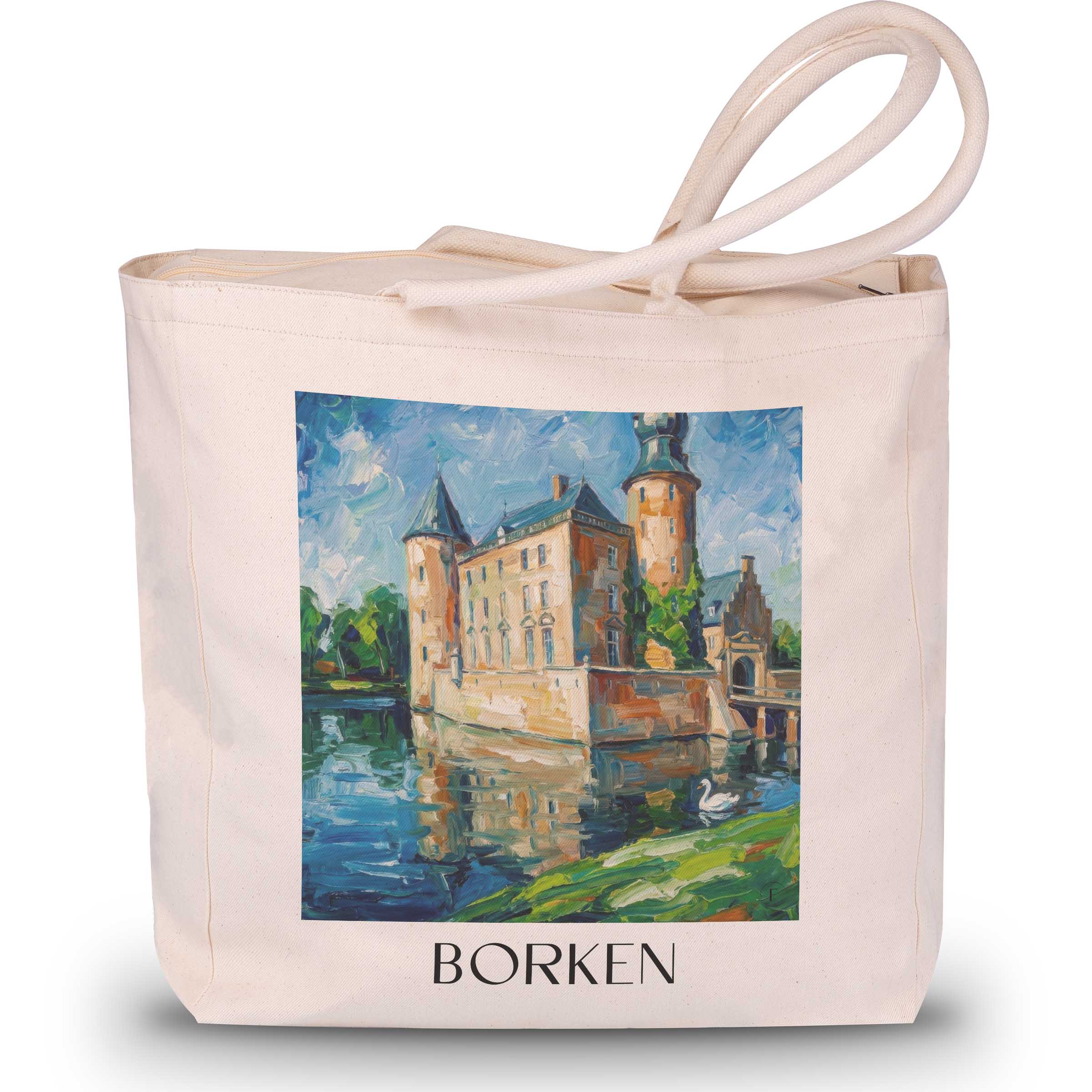 Borken Shopping Tasche - Münsterland - Deutschland Tote Bag - Einkaufstasche im Ölgemälde Stil