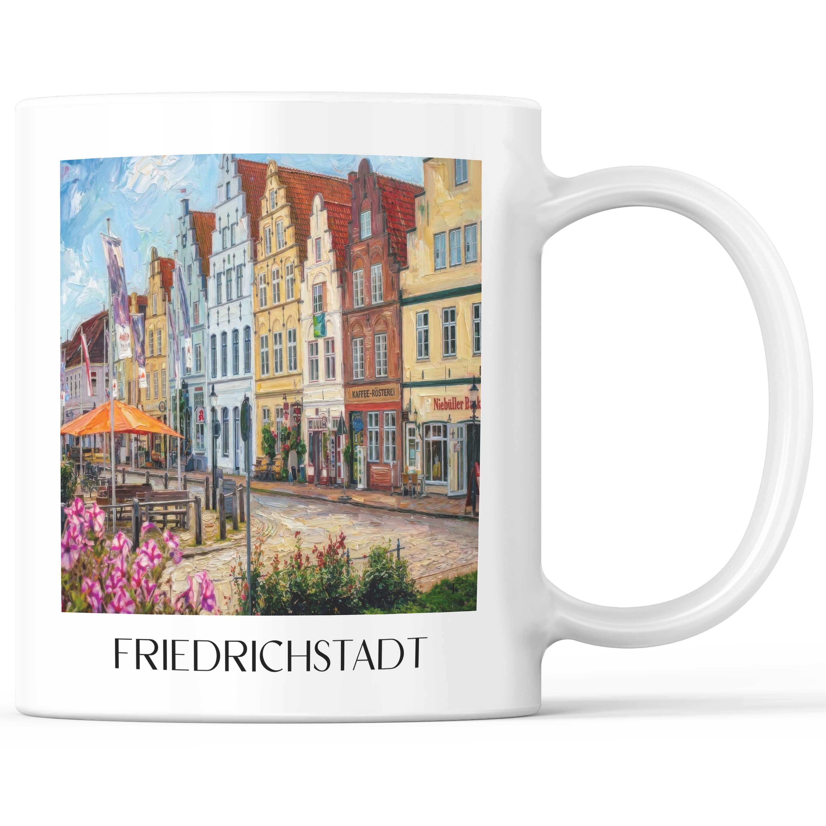 Friedrichstadt Kaffeebecher - Nordfriesland - Deutschland Becher - Kaffeetasse im Ölgemälde Stil