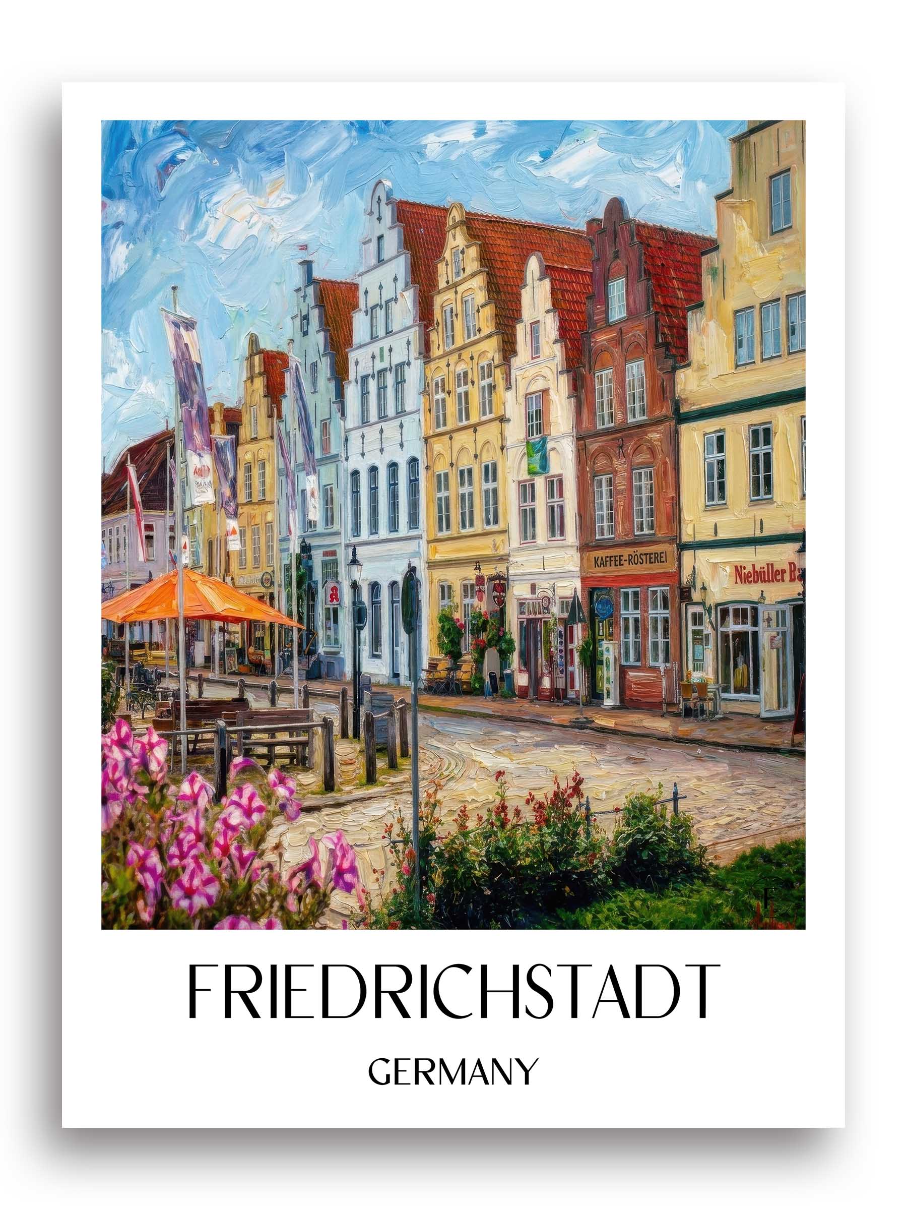Friedrichstadt Poster - Nordfriesland - Deutschland Kunstdruck - Ölgemälde von A4 bis A1