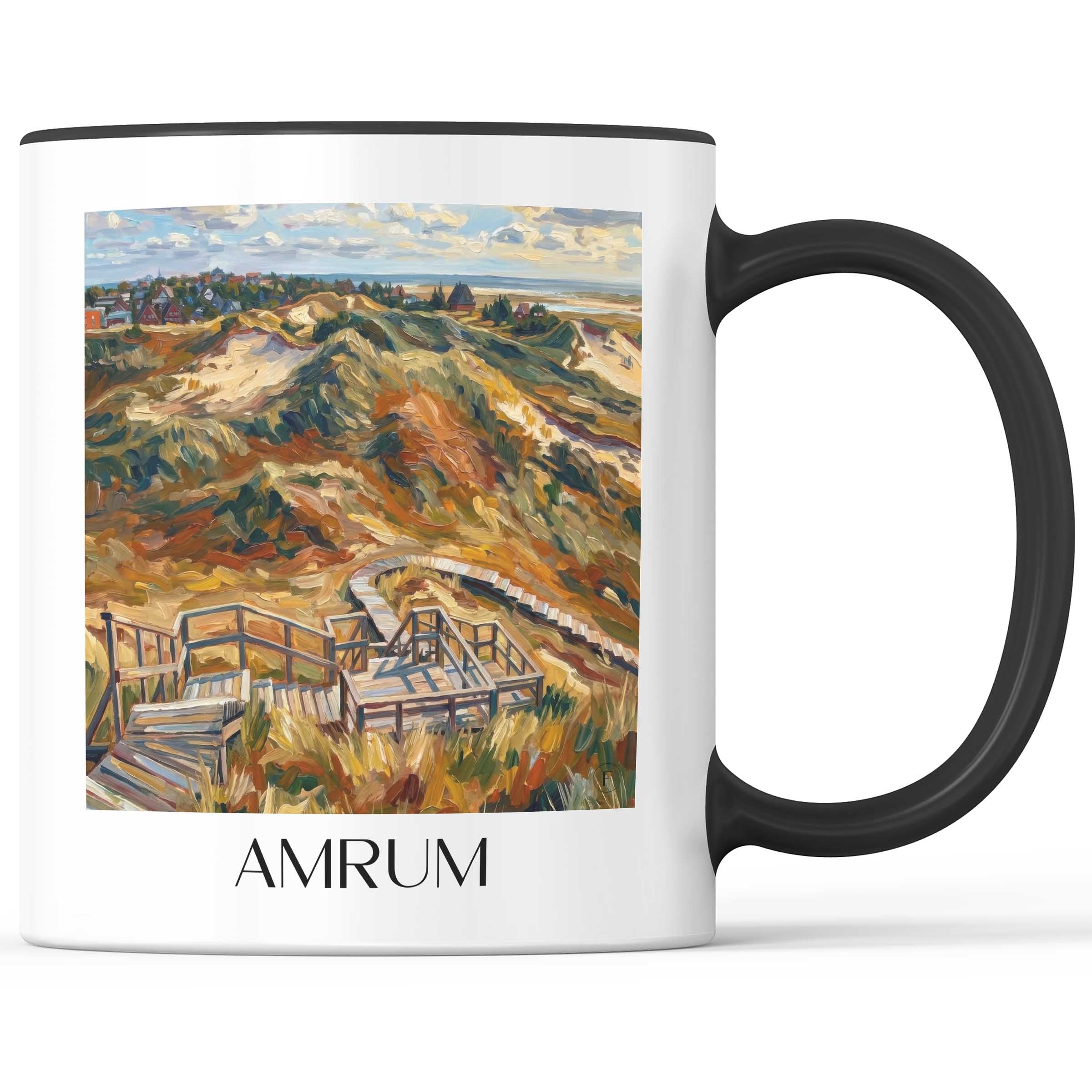 Amrum Kaffeebecher - Schleswig-Holstein - Deutschland Becher - Kaffeetasse im Ölgemälde Stil