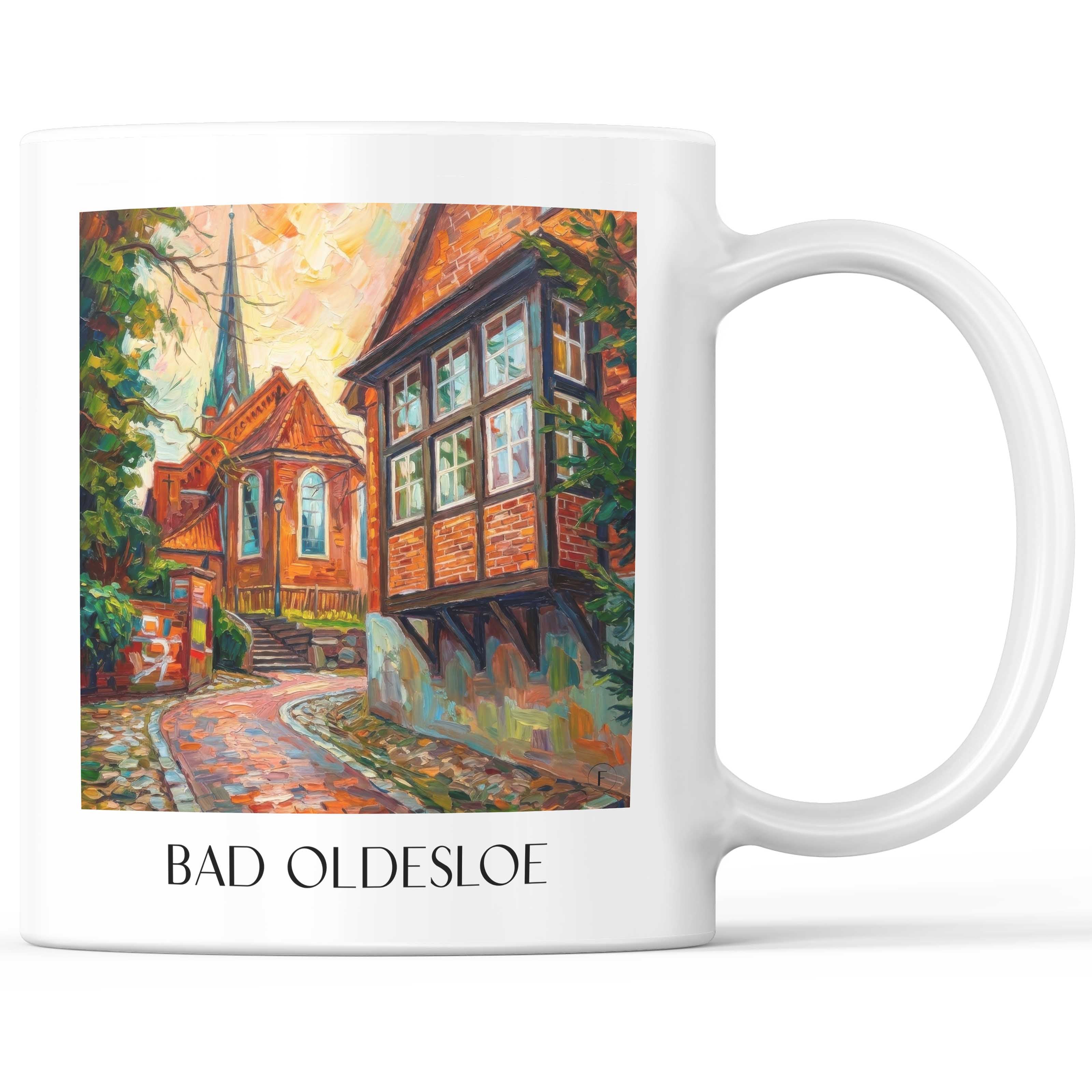 Bad Oldesloe Kaffeebecher - Holstein - Deutschland Becher - Kaffeetasse im Ölgemälde Stil