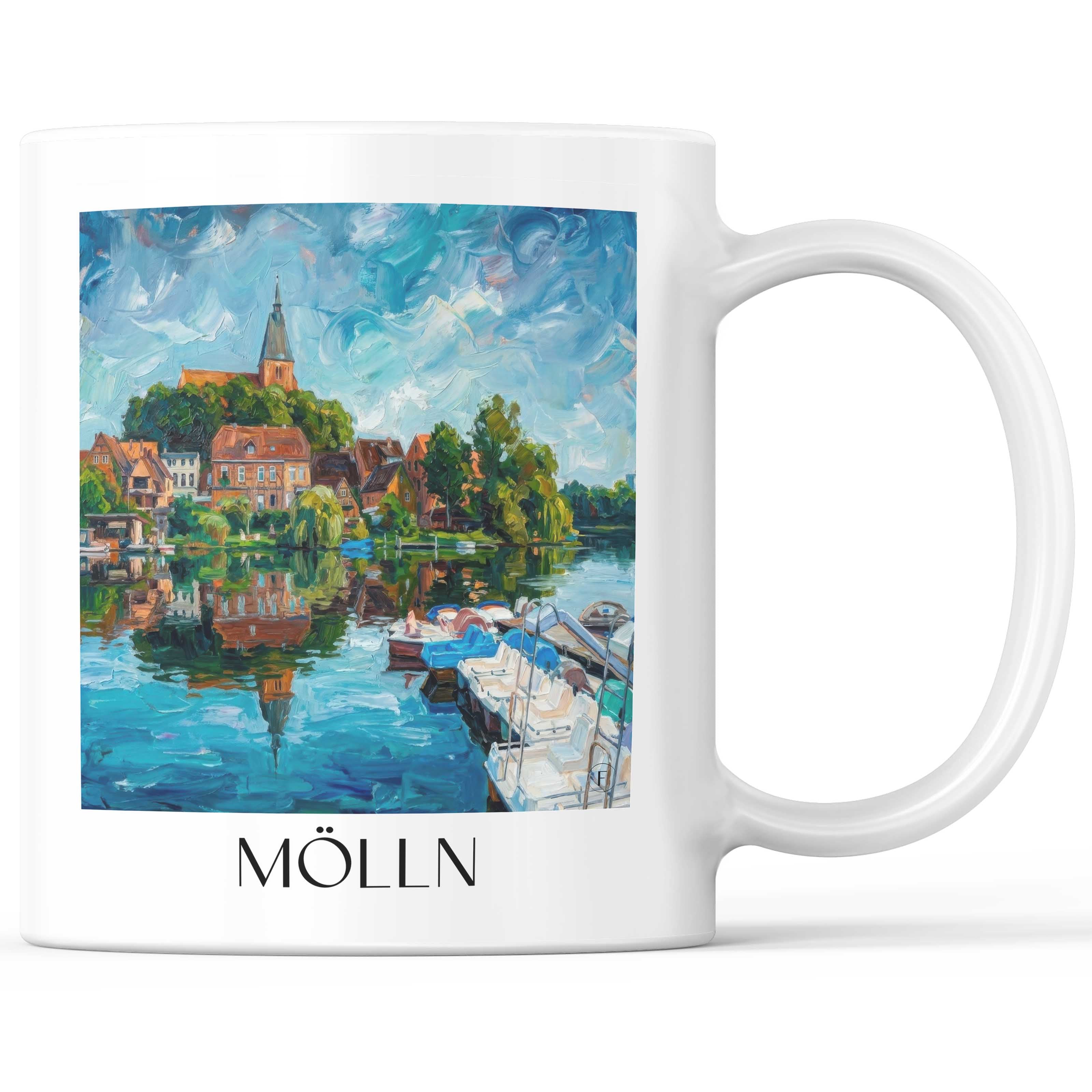 Mölln Kaffeebecher - Schleswig-Holstein - Deutschland Becher - Kaffeetasse im Ölgemälde Stil