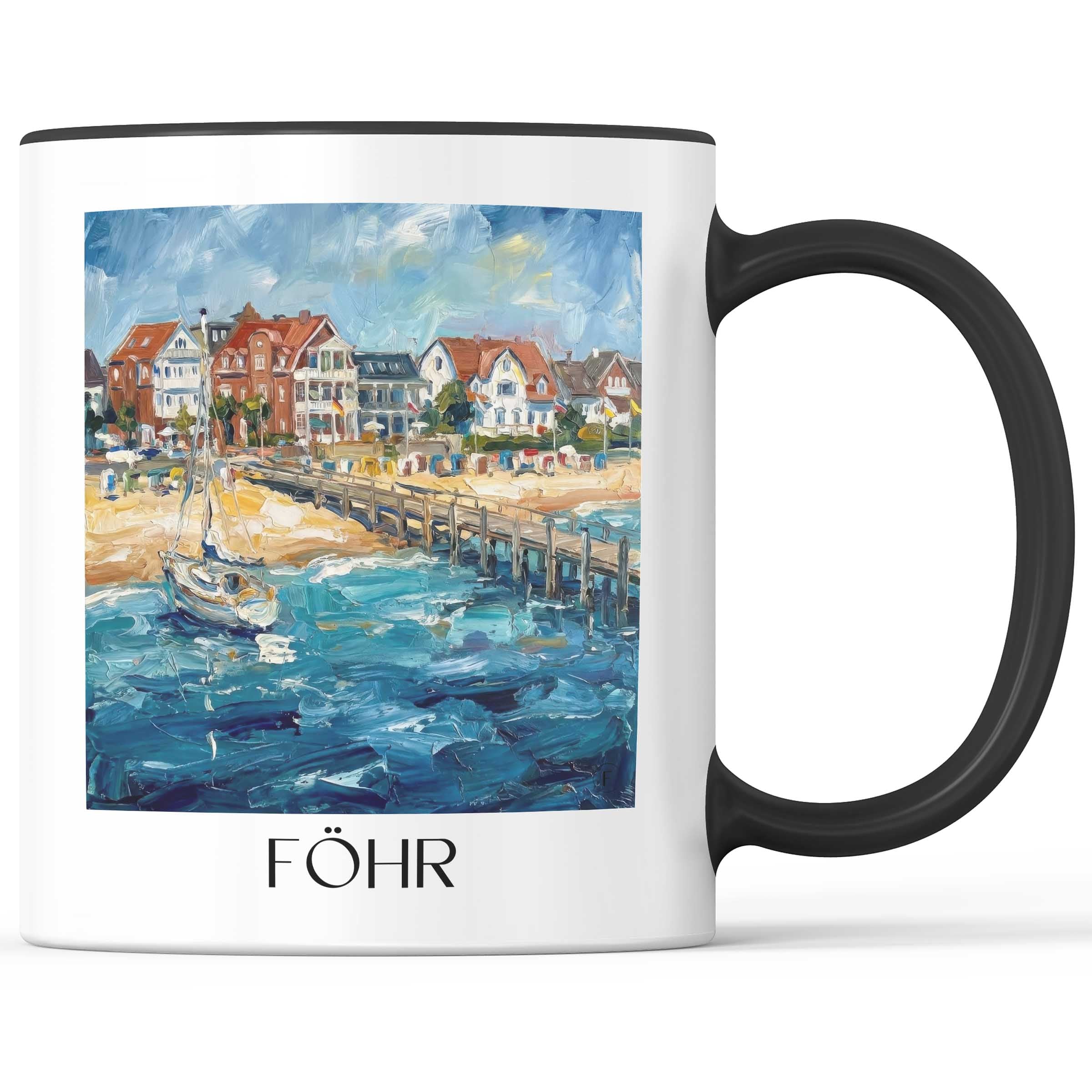 Föhr Kaffeebecher - Schleswig-Holstein - Deutschland Becher - Kaffeetasse im Ölgemälde Stil