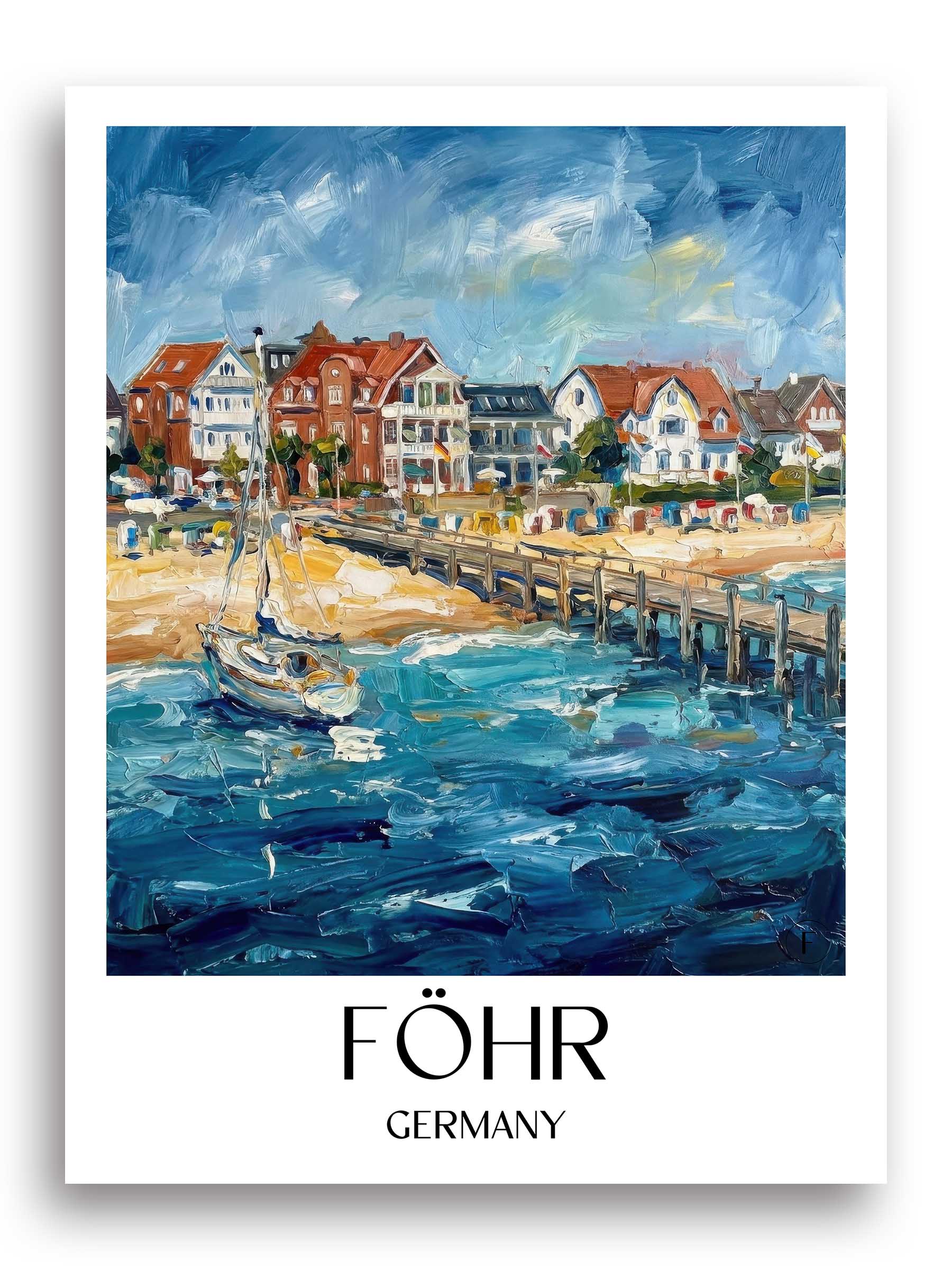 Föhr Poster - Schleswig-Holstein - Deutschland Kunstdruck - Ölgemälde von A4 bis A1