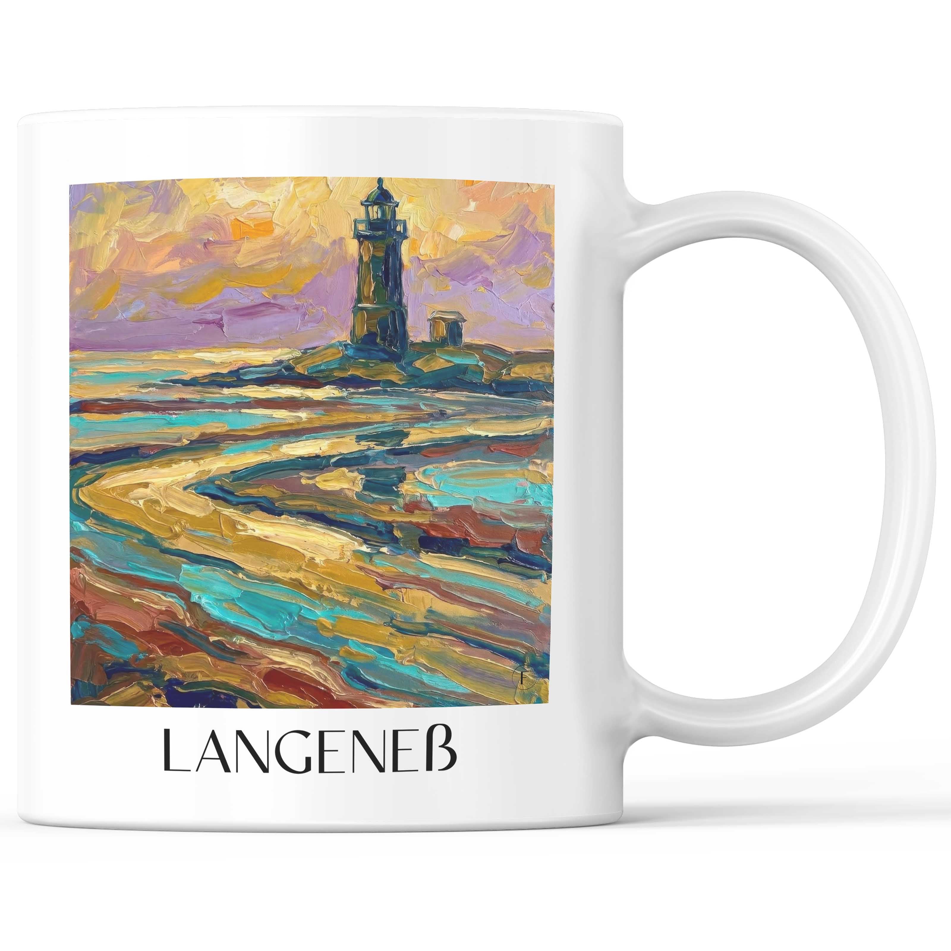 Langeneß Kaffeebecher - Schleswig-Holstein - Deutschland Becher - Kaffeetasse im Ölgemälde Stil