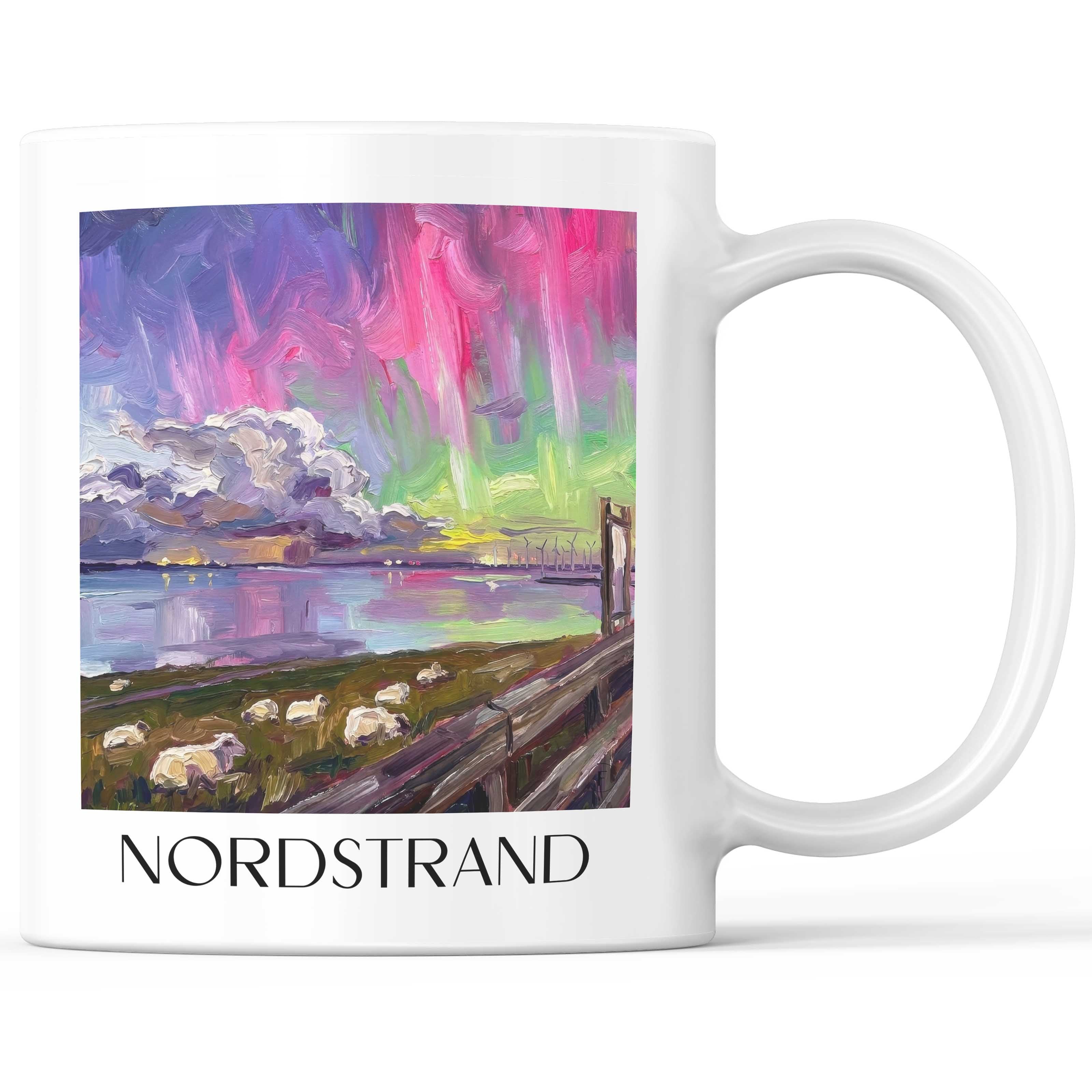 Nordstrand Kaffeebecher - Nordfriesland - Deutschland Becher - Kaffeetasse im Ölgemälde Stil