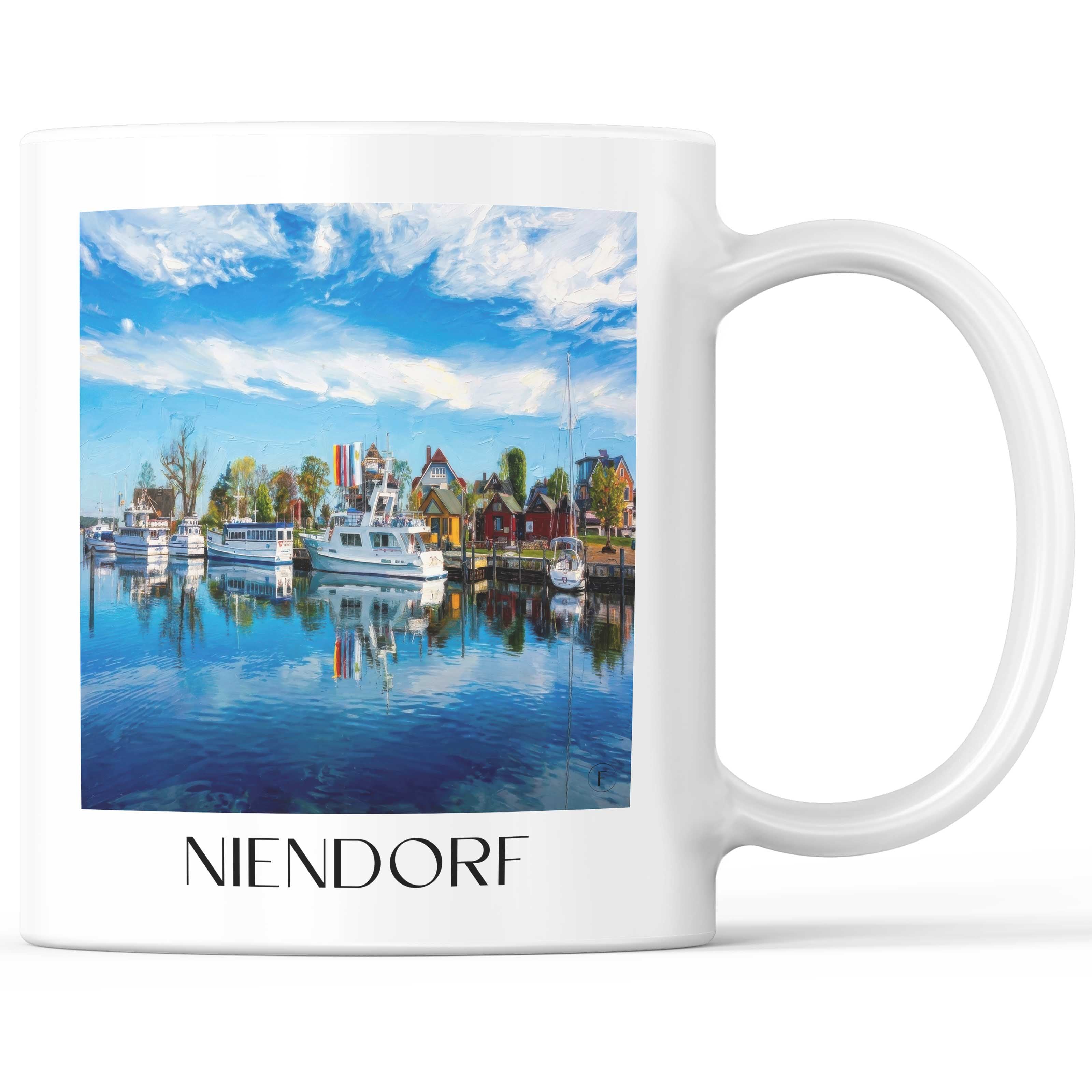 Niendorf Kaffeebecher - Ostholstein - Deutschland Becher - Kaffeetasse im Ölgemälde Stil