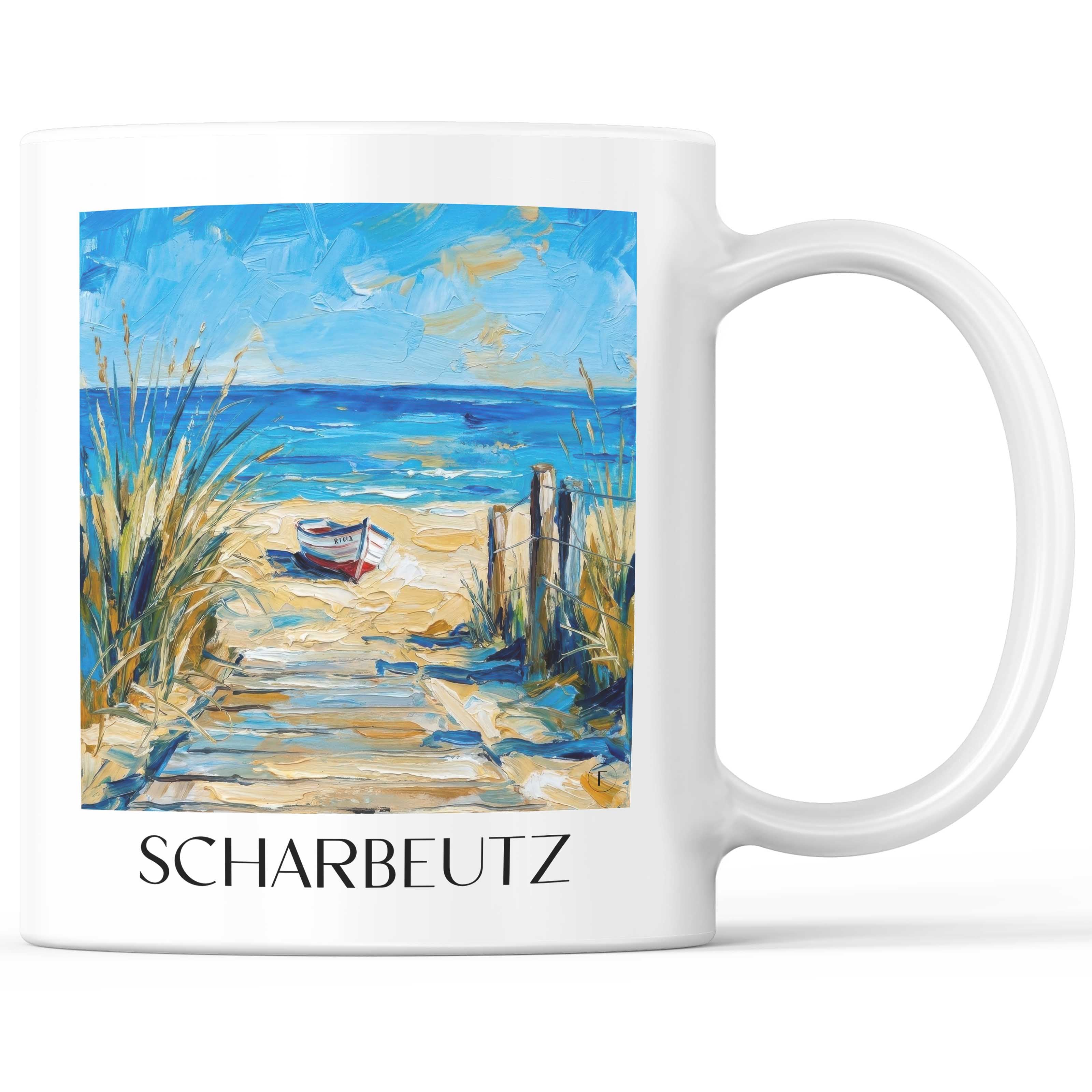 Scharbeutz Kaffeebecher - Ostholstein - Deutschland Becher - Kaffeetasse im Ölgemälde Stil