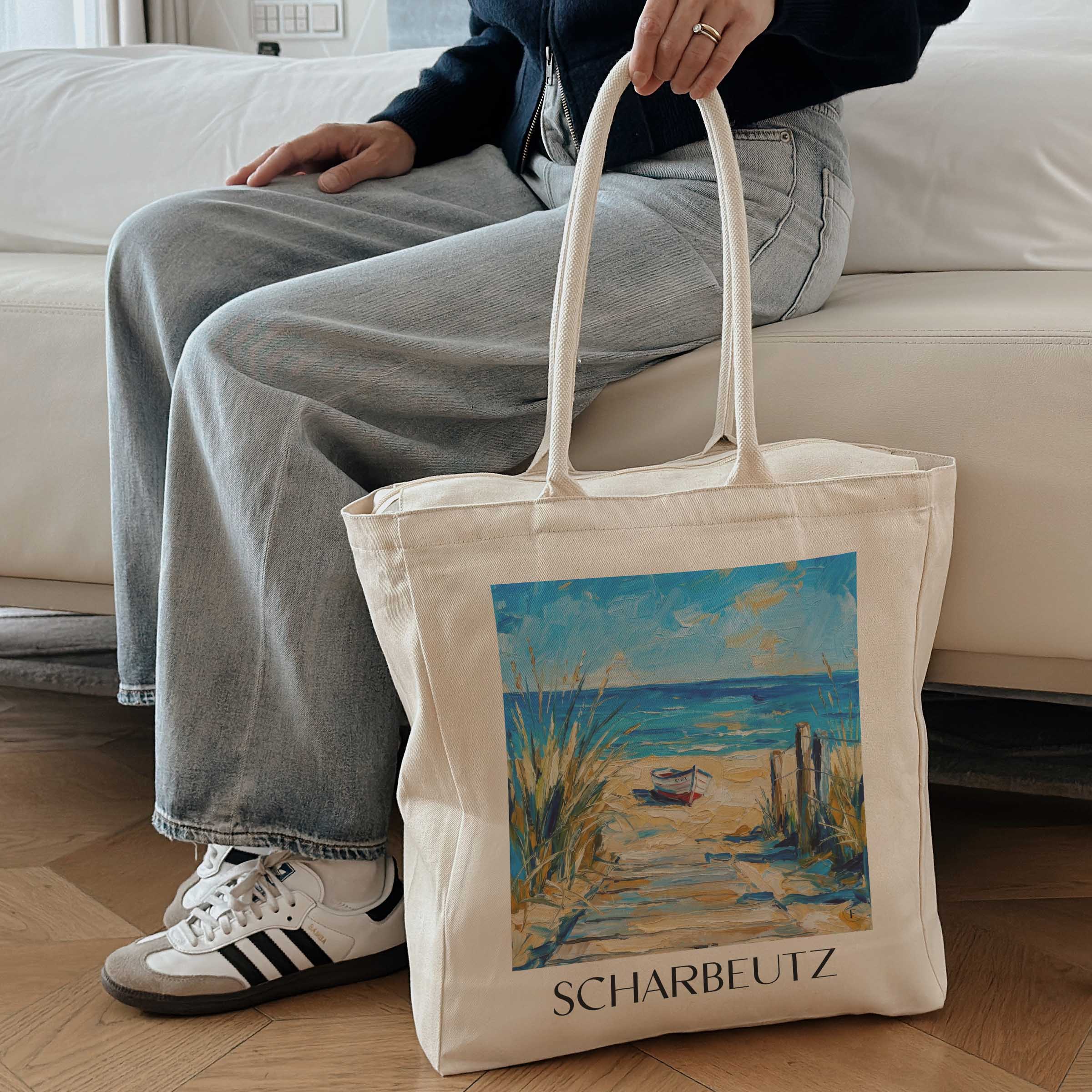 scharbeutz-ostholstein-deutschland-einkaufstasche-oil-painting-oelgemaelde