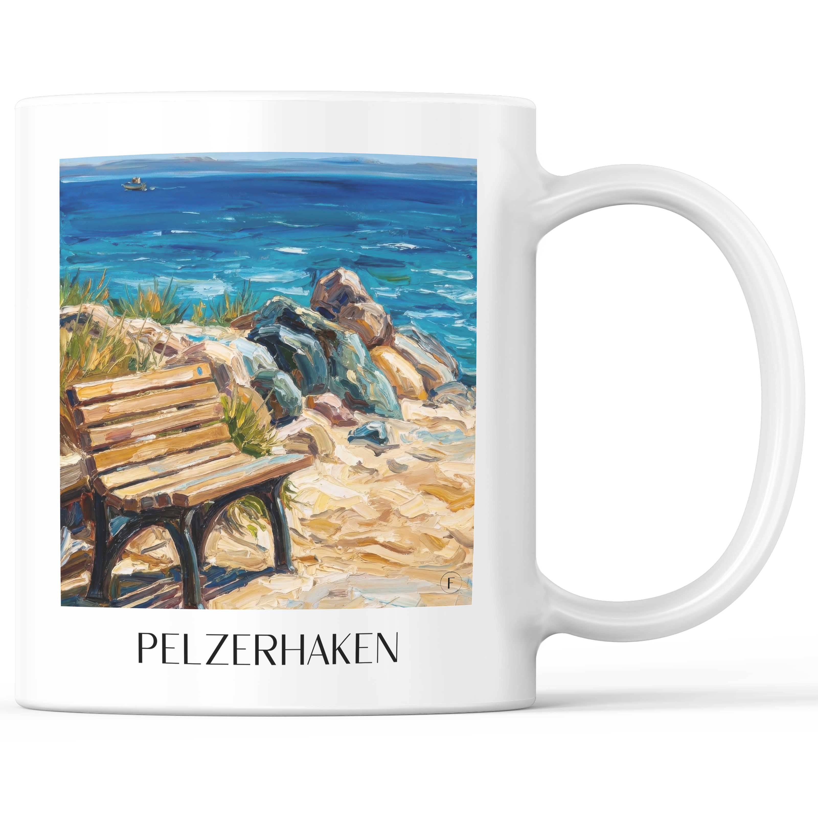 Pelzerhaken Kaffeebecher - Ostholstein - Deutschland Becher - Kaffeetasse im Ölgemälde Stil