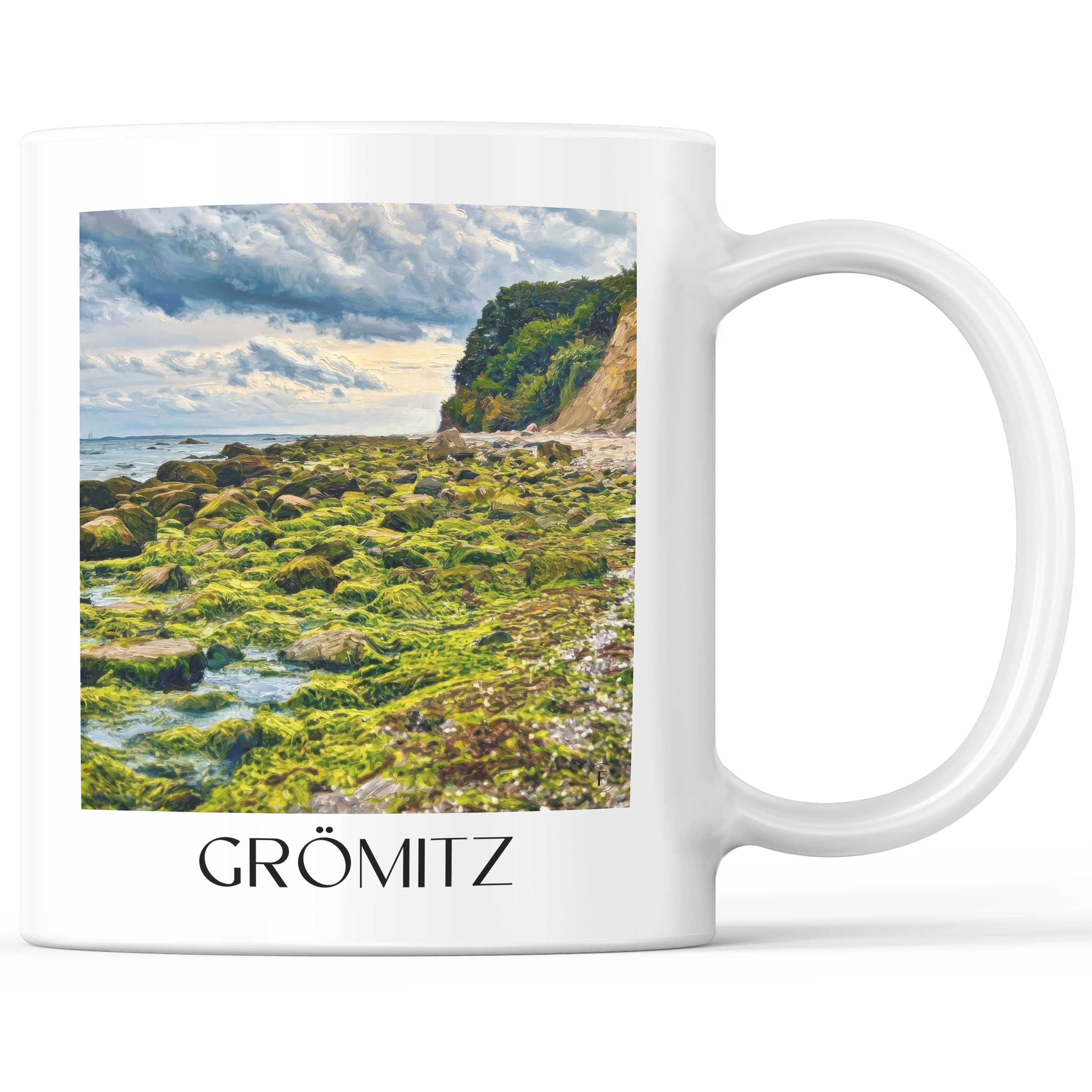 Grömitz Kaffeebecher - Ostholstein - Deutschland Becher - Kaffeetasse im Ölgemälde Stil