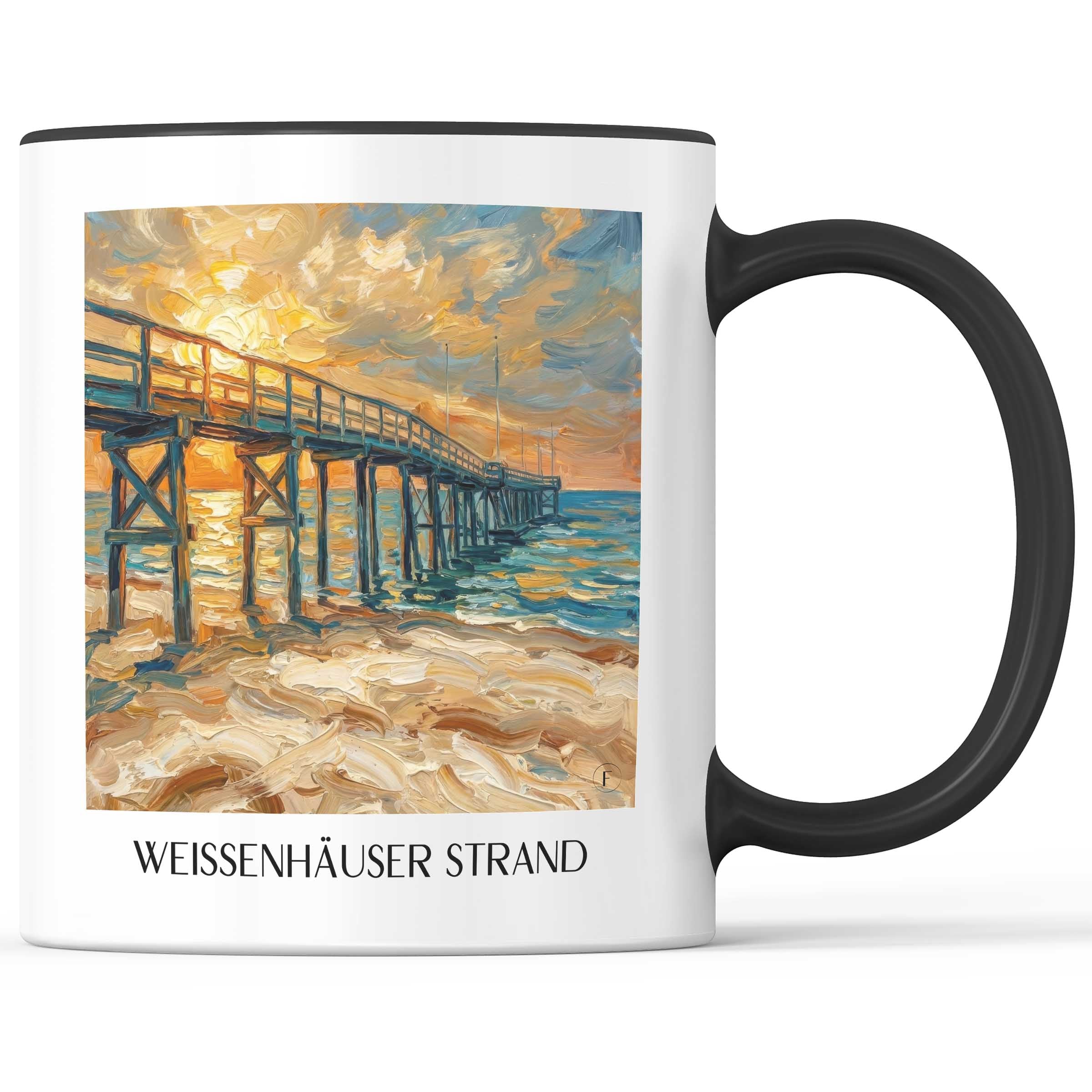 Weissenhäuser Strand Kaffeebecher - Ostholstein - Deutschland Becher - Kaffeetasse im Ölgemälde Stil