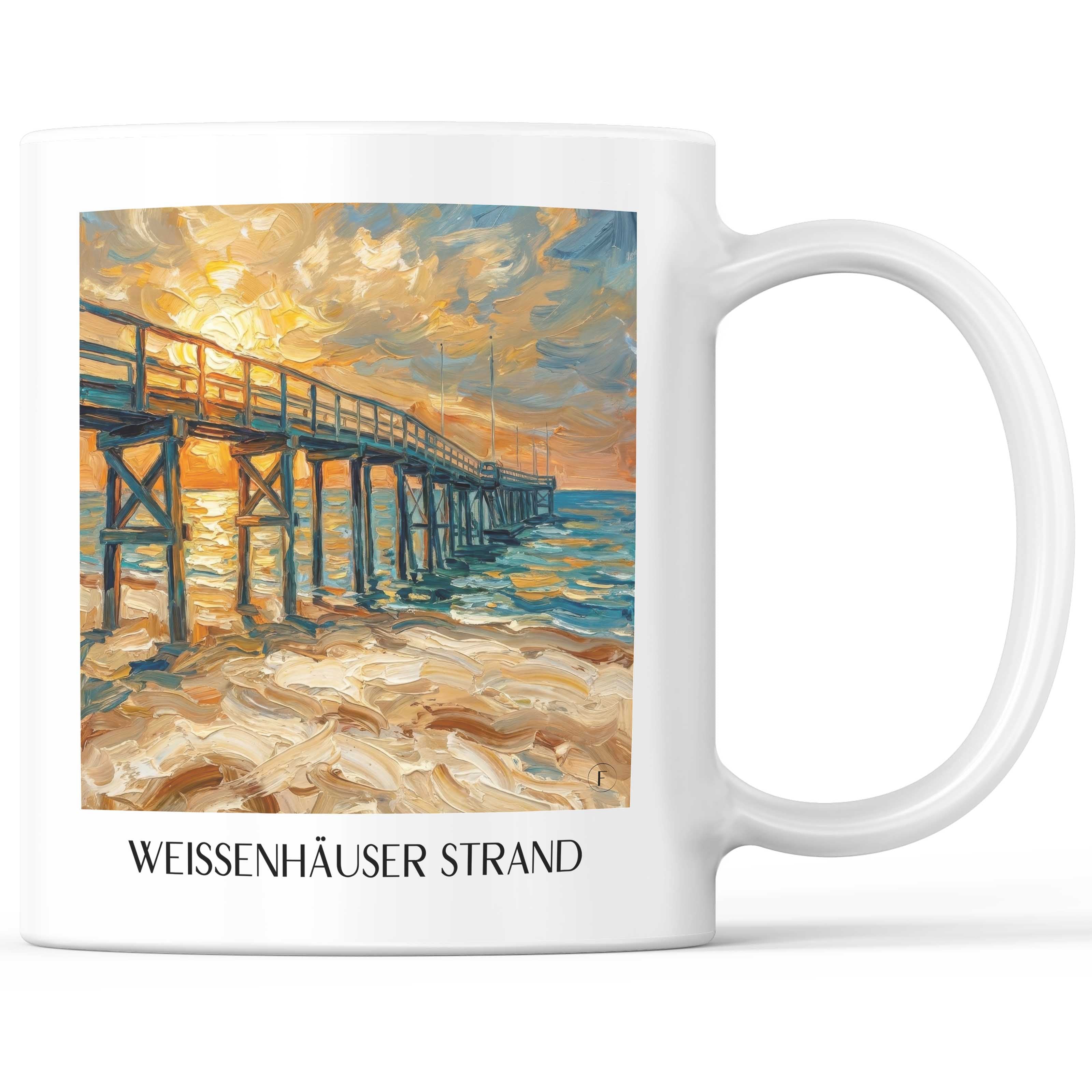 Weissenhäuser Strand Kaffeebecher - Ostholstein - Deutschland Becher - Kaffeetasse im Ölgemälde Stil