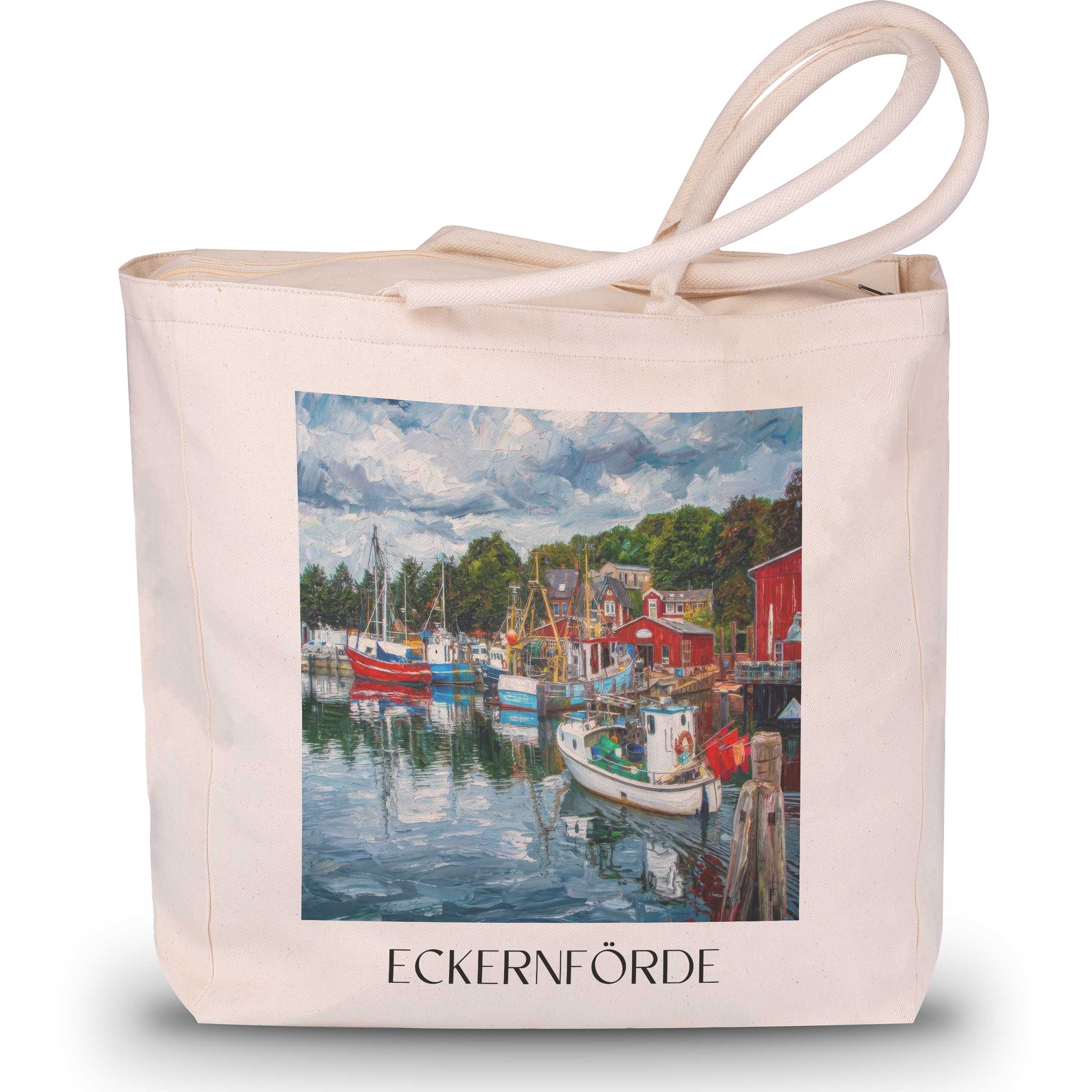Eckernförde Shopping Tasche - Schleswig-Holstein - Deutschland Tote Bag - Einkaufstasche im Ölgemälde Stil