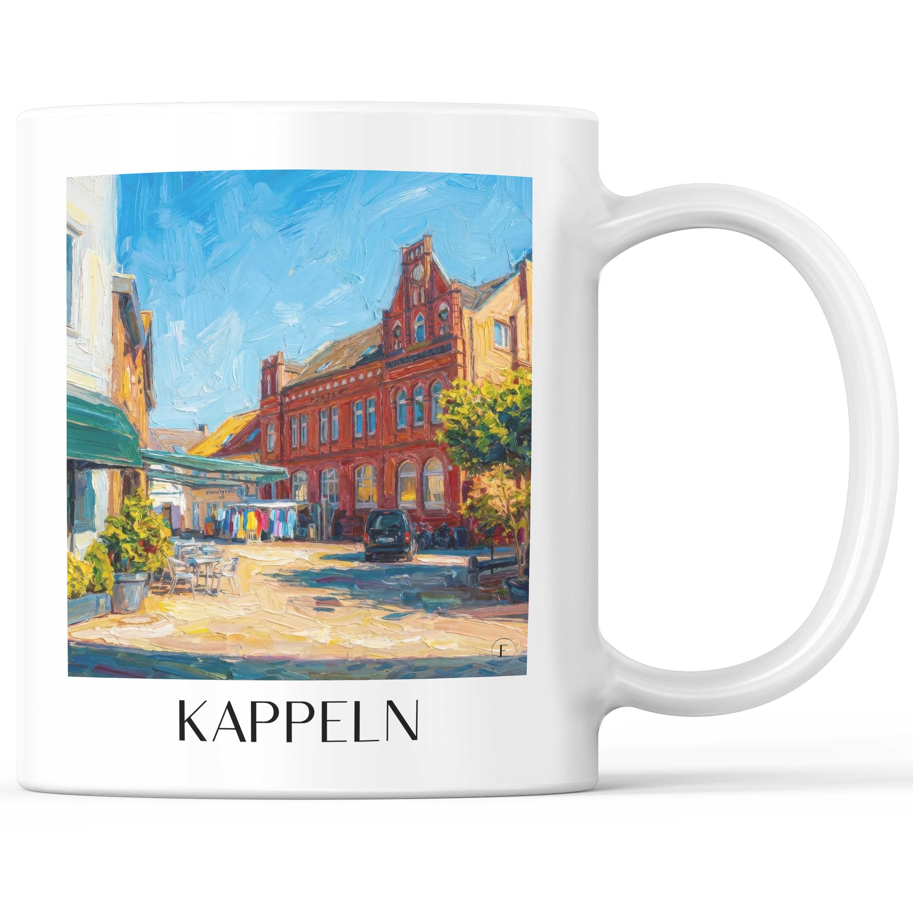 Kappeln Kaffeebecher - Schleswig-Holstein - Deutschland Becher - Kaffeetasse im Ölgemälde Stil