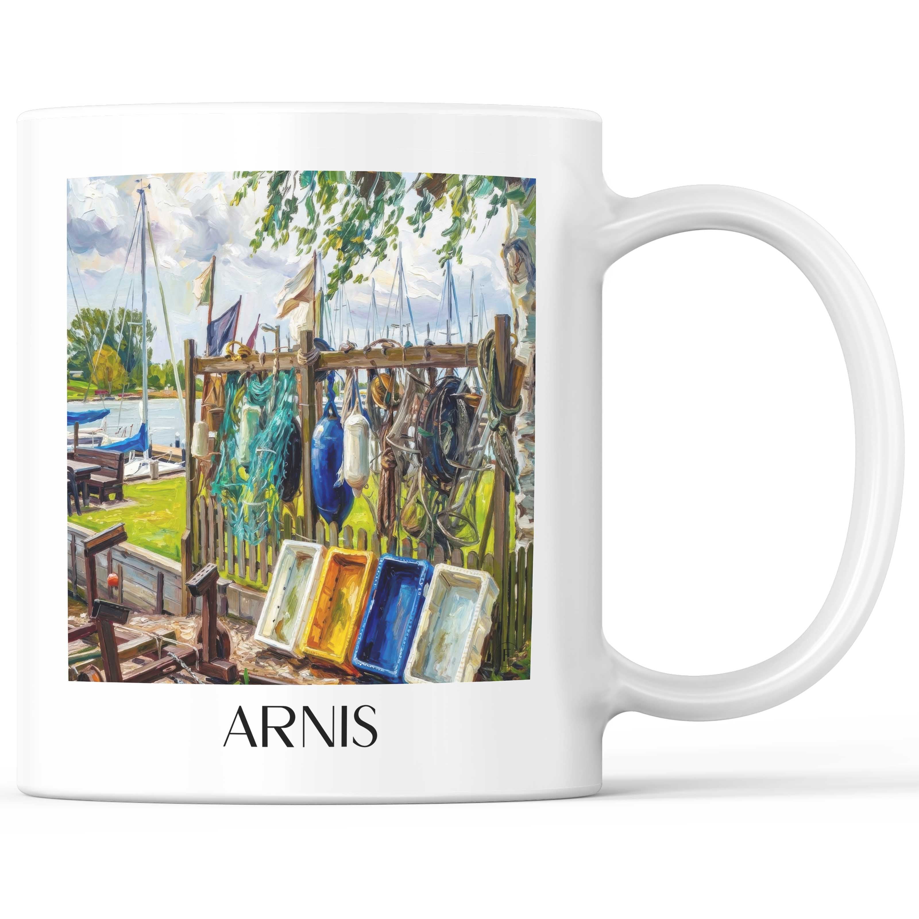 Arnis Kaffeebecher - Schleswig-Holstein - Deutschland Becher - Kaffeetasse im Ölgemälde Stil