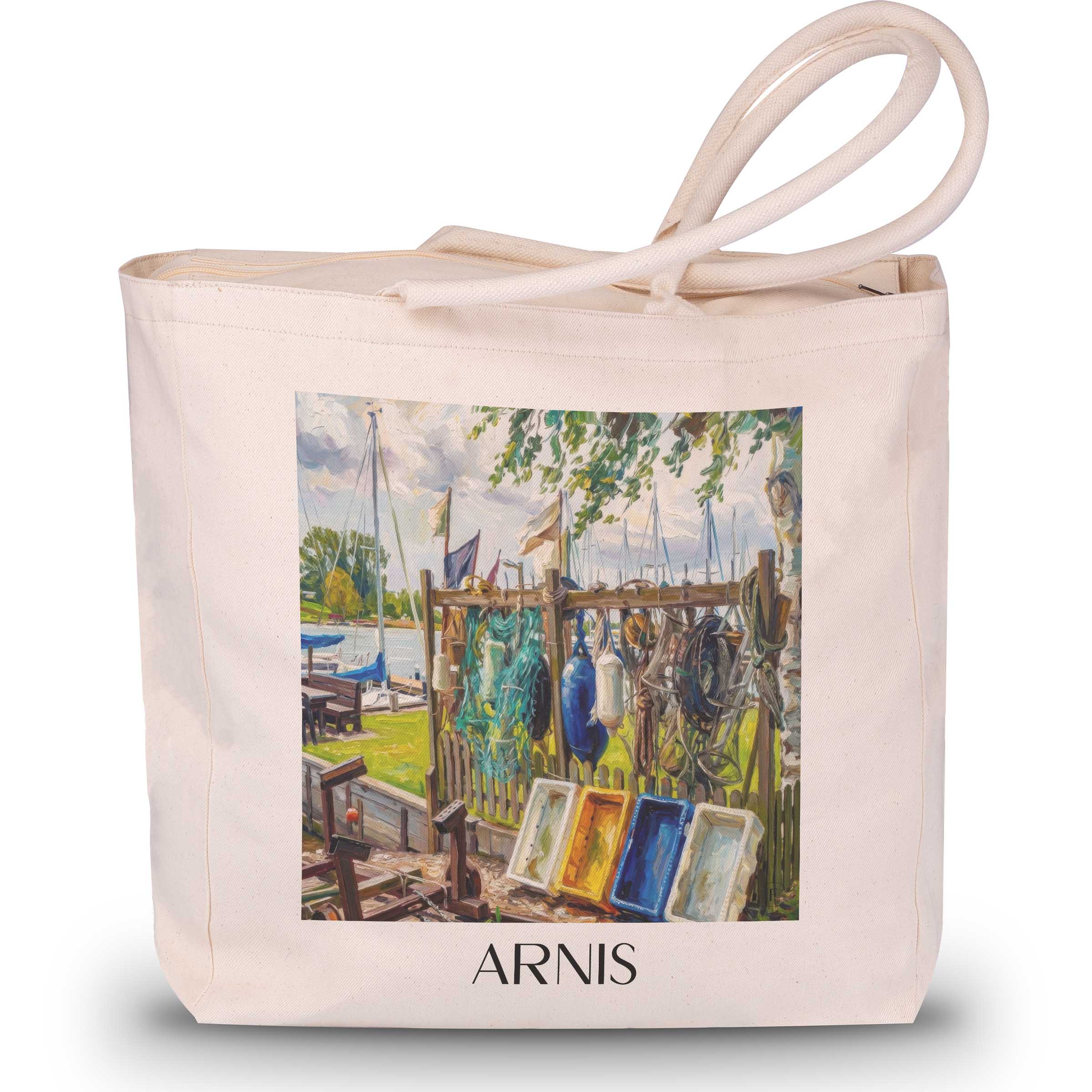 Arnis Shopping Tasche - Schleswig-Holstein - Deutschland Tote Bag - Einkaufstasche im Ölgemälde Stil