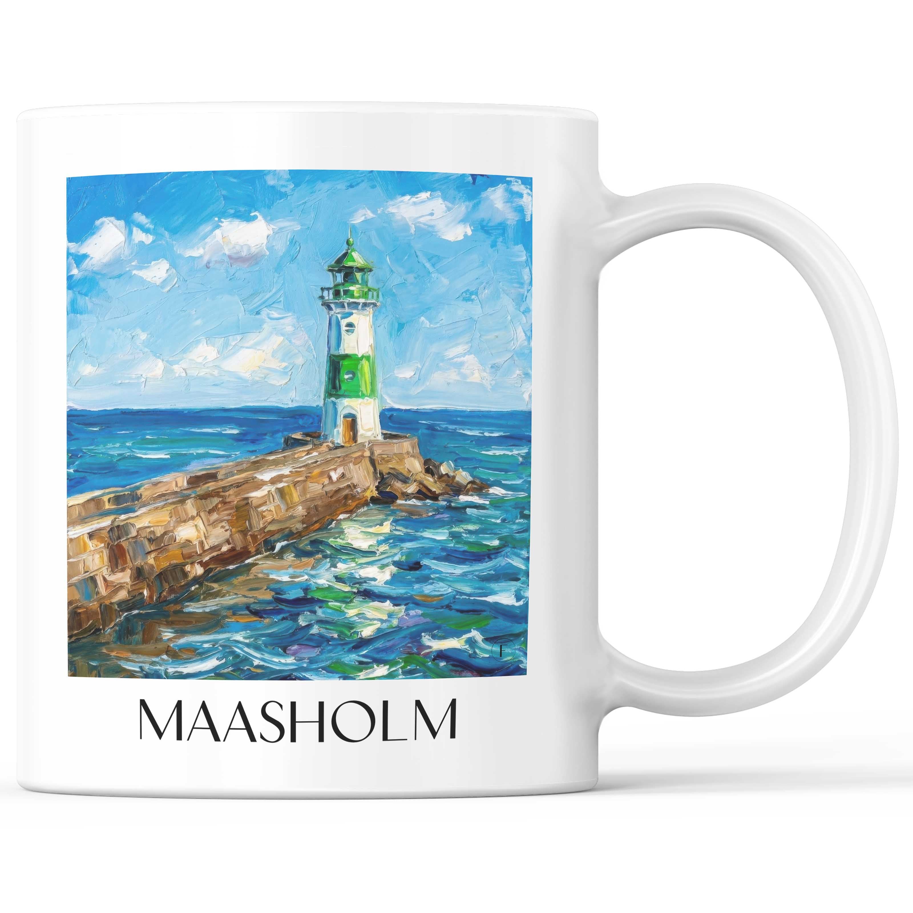 Maasholm Kaffeebecher - Schleswig-Holstein - Deutschland Becher - Kaffeetasse im Ölgemälde Stil