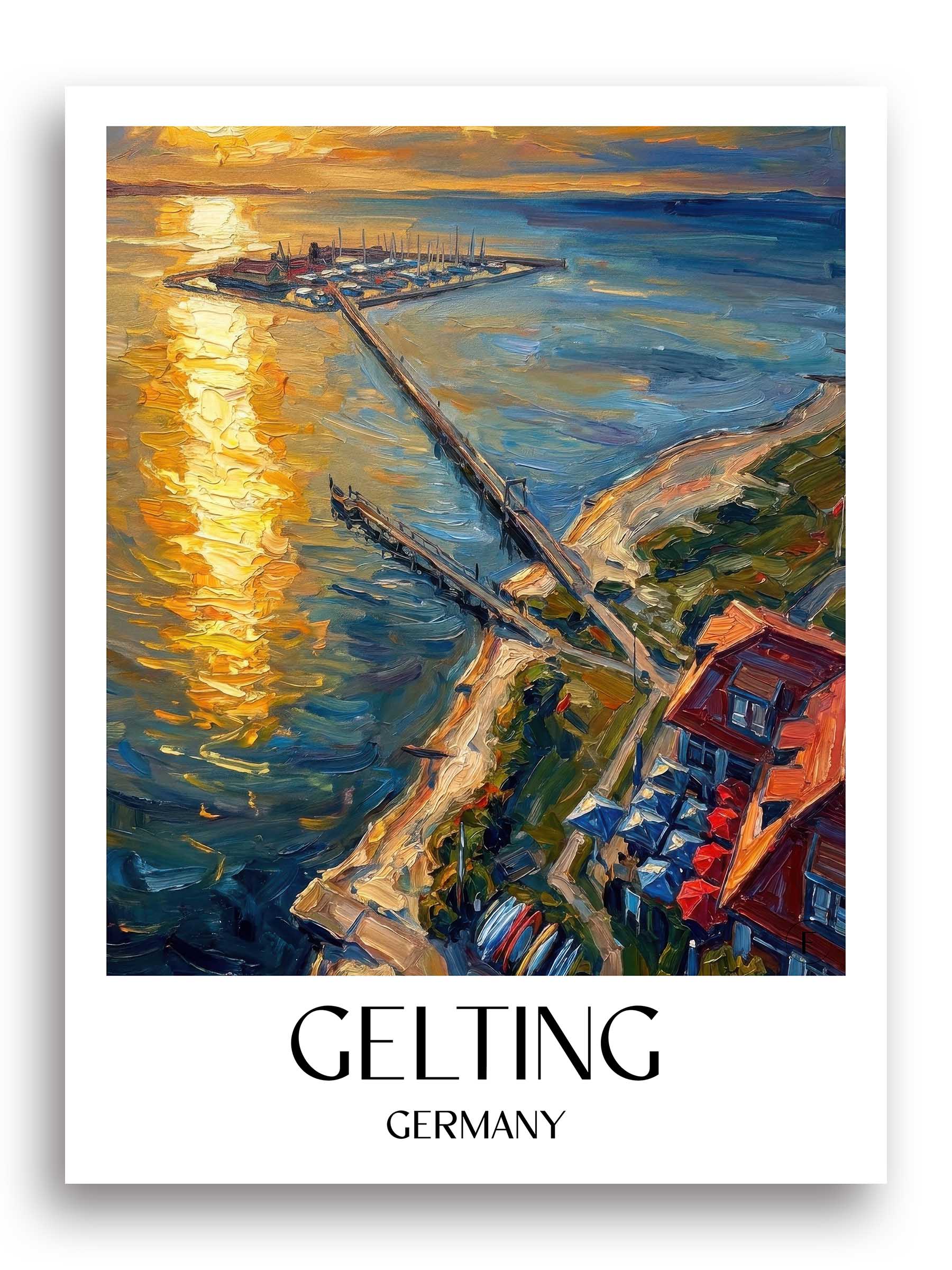 Gelting Poster - Schleswig-Holstein - Deutschland Kunstdruck - Ölgemälde von A4 bis A1