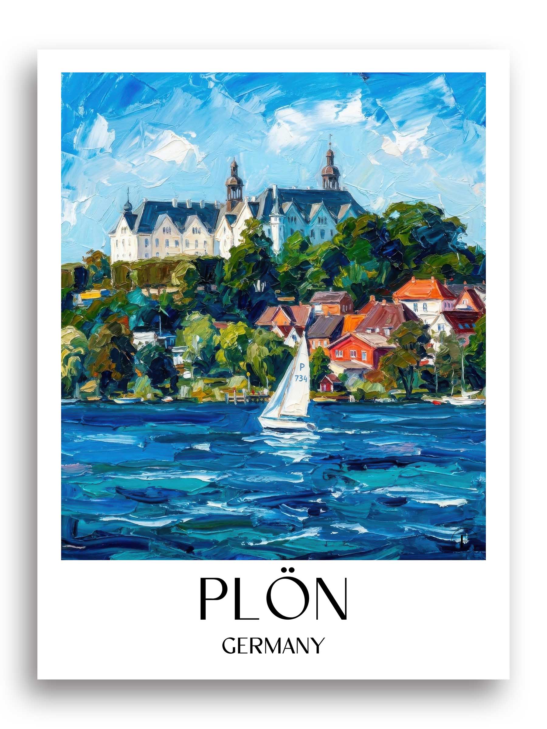 Plön Poster - Schleswig-Holstein - Deutschland Kunstdruck - Ölgemälde von A4 bis A1