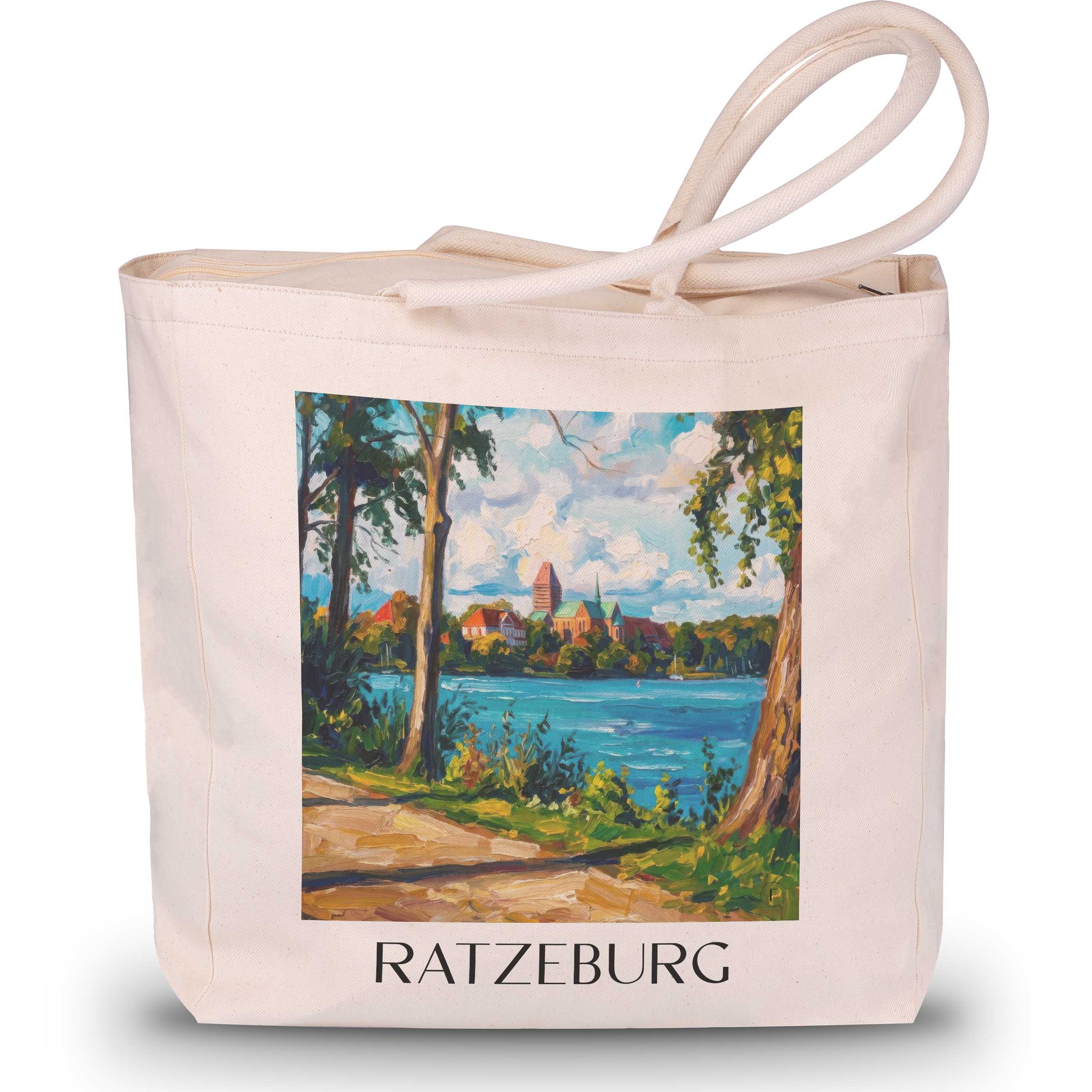 ratzeburg-schleswig-holstein-deutschland-einkaufstasche-oil-painting-oelgemaelde