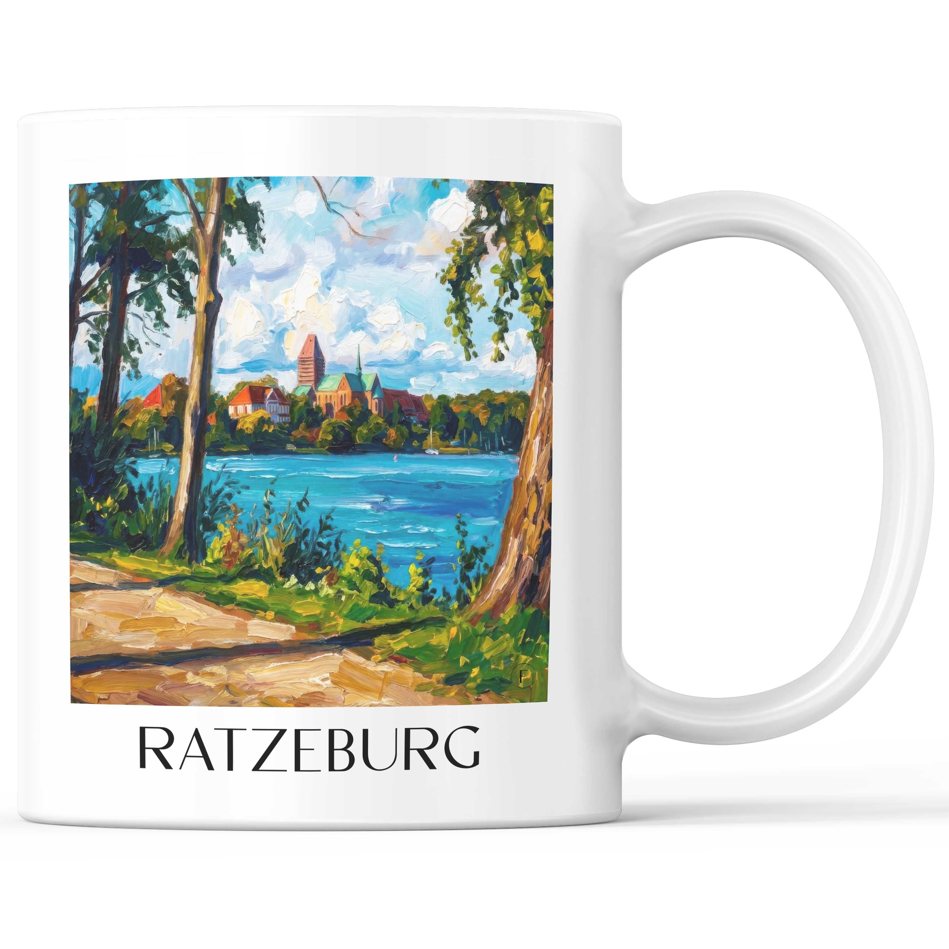 Ratzeburg Kaffeebecher - Schleswig-Holstein - Deutschland Becher - Kaffeetasse im Ölgemälde Stil