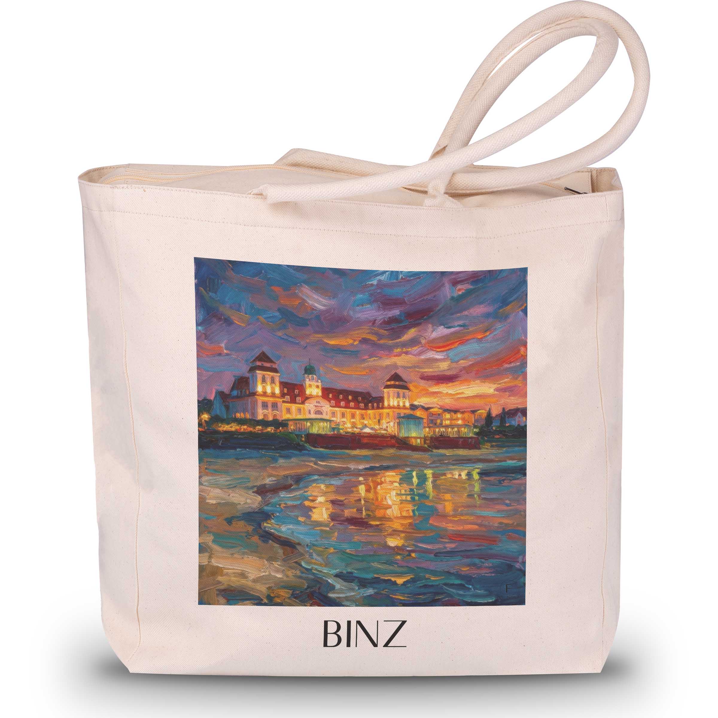 Binz Shopping Tasche - Rügen - Deutschland Tote Bag - Einkaufstasche im Ölgemälde Stil