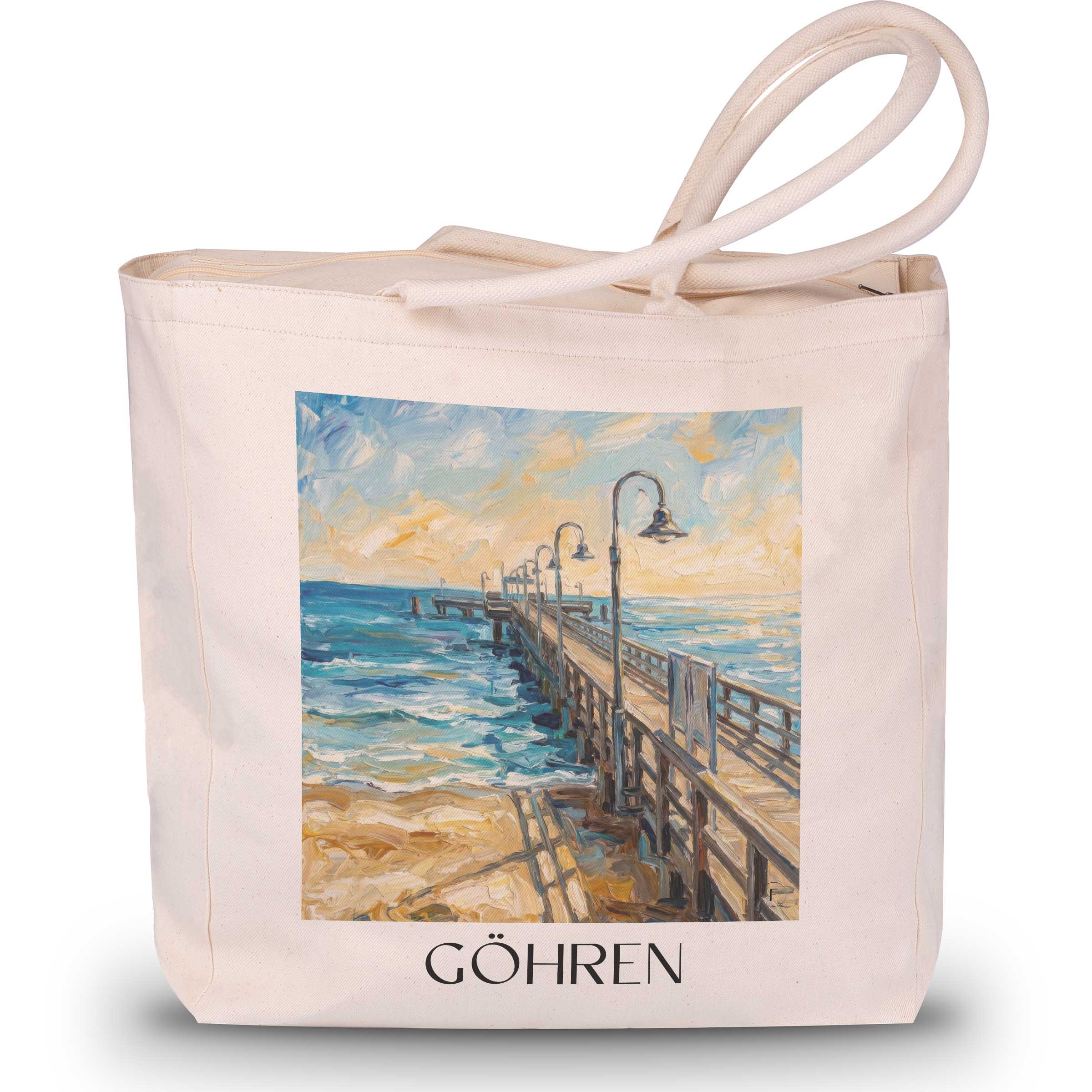 göhren-rügen-deutschland-einkaufstasche-oil-painting-oelgemaelde