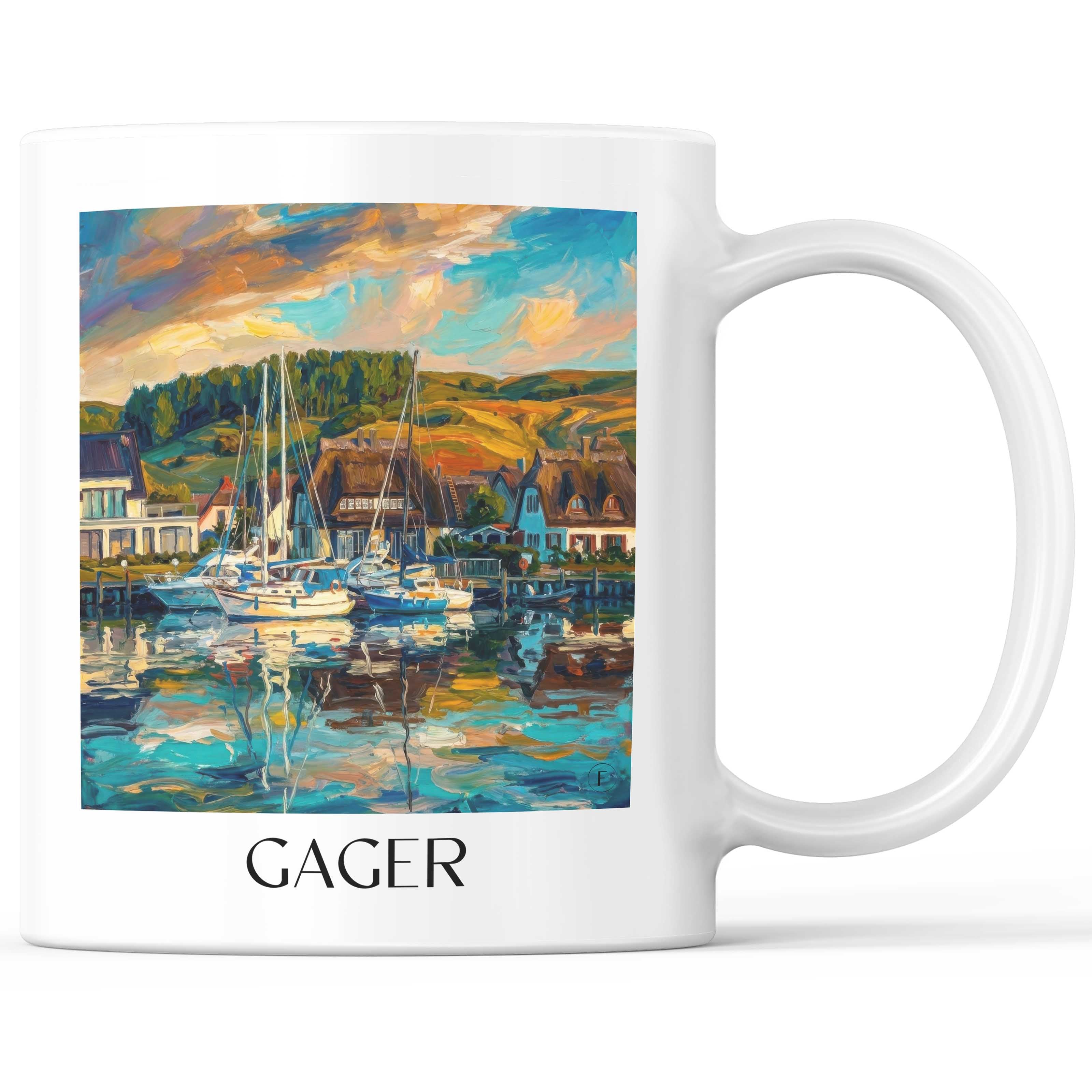 Gager Kaffeebecher - Rügen - Deutschland Becher - Kaffeetasse im Ölgemälde Stil