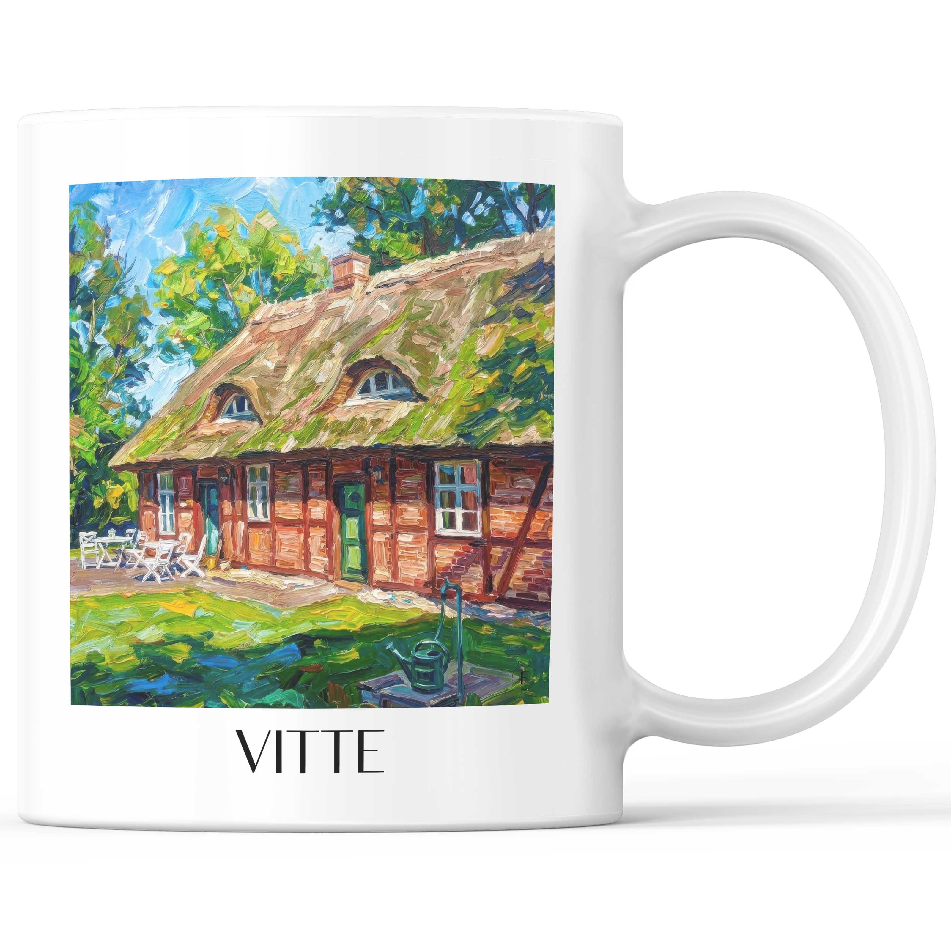 Vitte Kaffeebecher - Hiddensee - Deutschland Becher - Kaffeetasse im Ölgemälde Stil