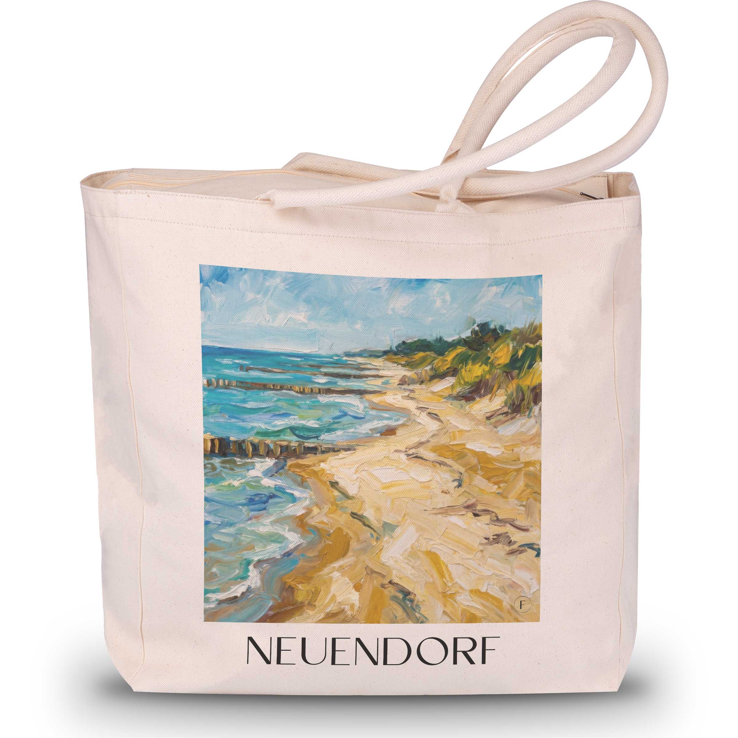 Neuendorf Shopping Tasche - Hiddensee - Deutschland Tote Bag - Einkaufstasche im Ölgemälde Stil