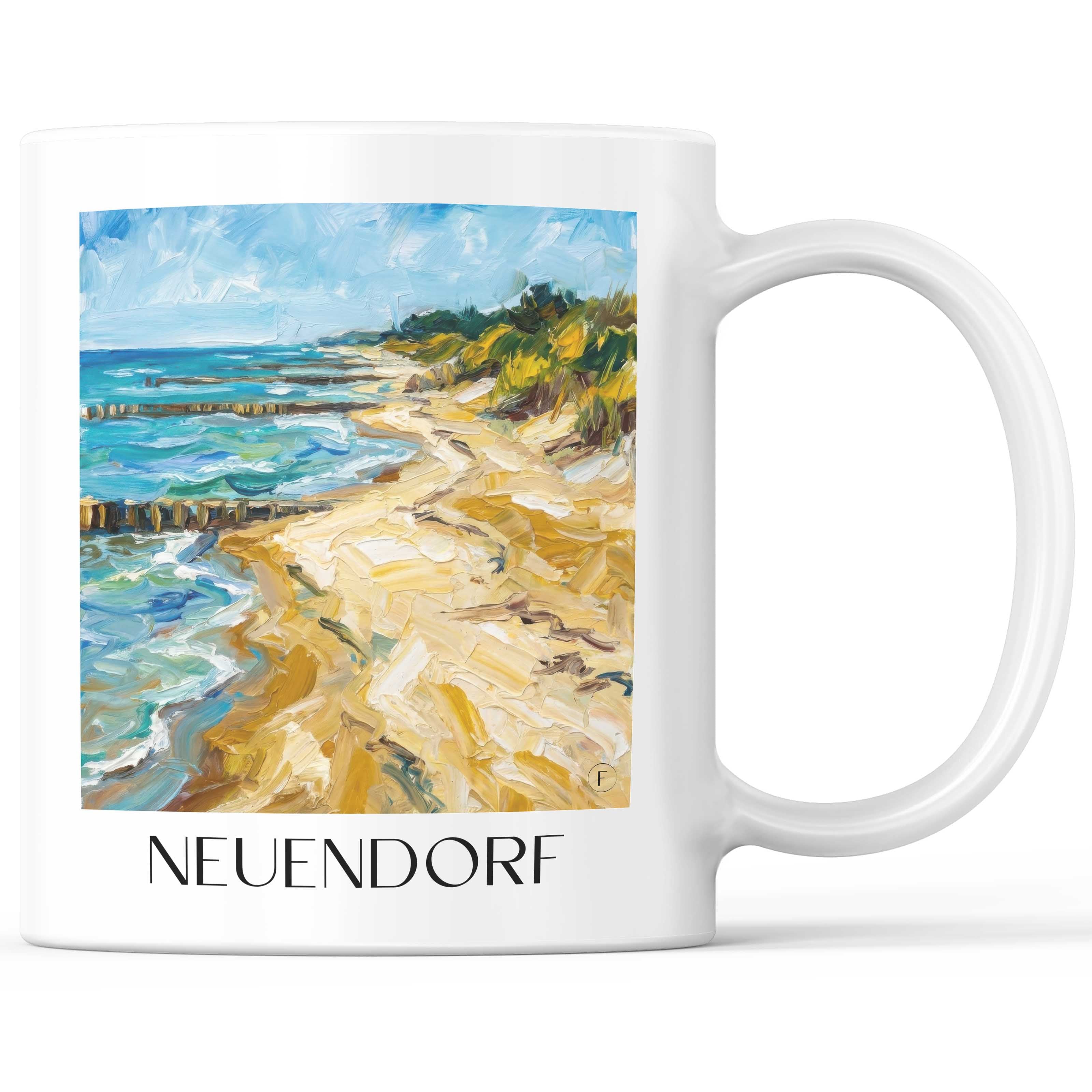 Neuendorf Kaffeebecher - Hiddensee - Deutschland Becher - Kaffeetasse im Ölgemälde Stil