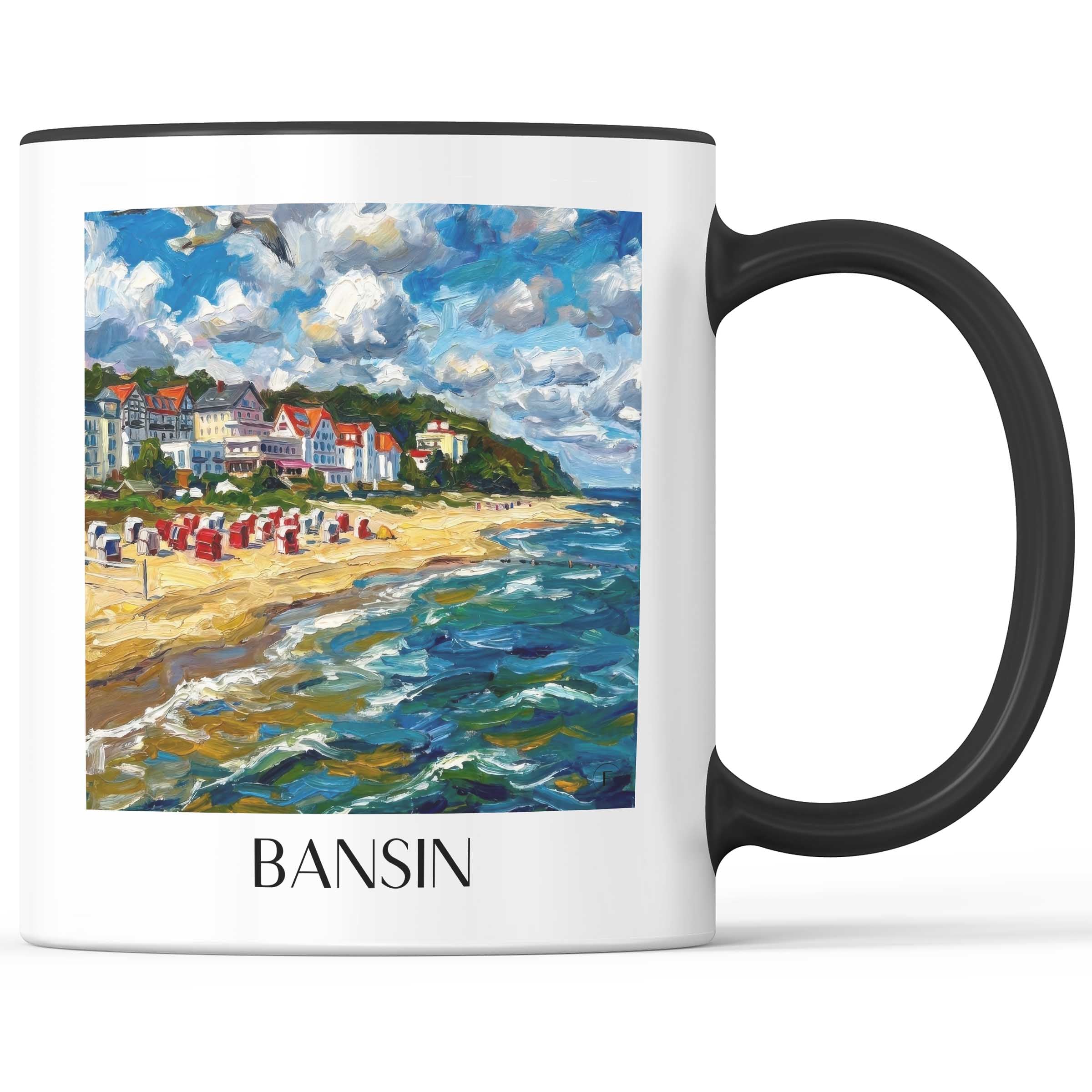 Bansin Kaffeebecher - Usedom - Deutschland Becher - Kaffeetasse im Ölgemälde Stil