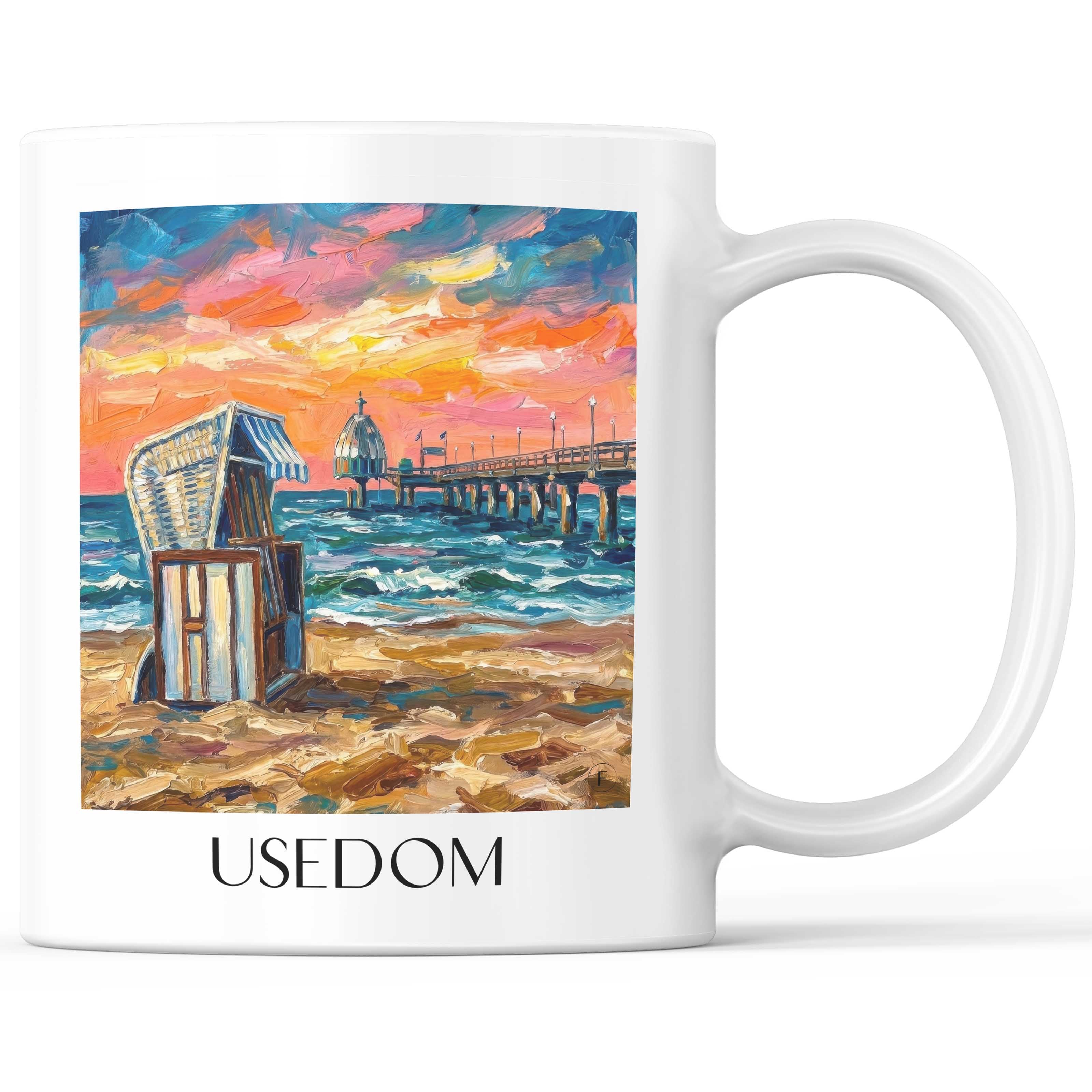 Usedom Kaffeebecher - Usedom - Deutschland Becher - Kaffeetasse im Ölgemälde Stil