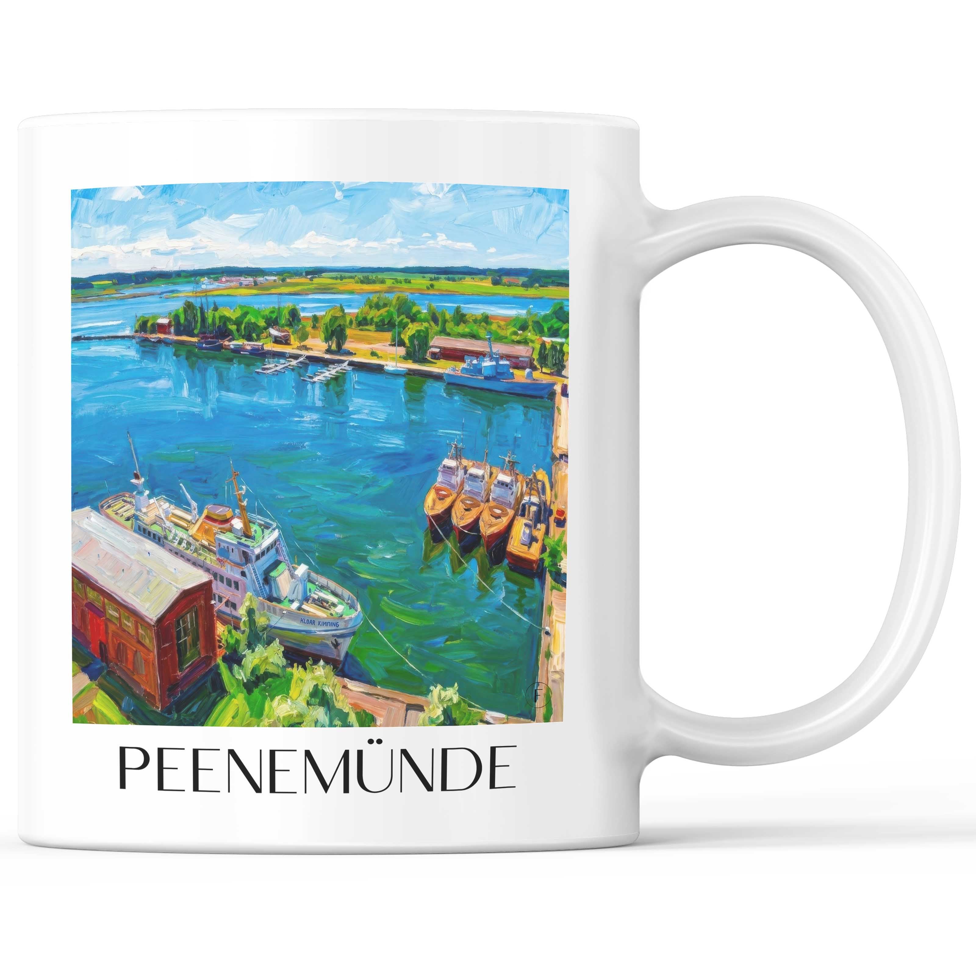 Peenemünde Kaffeebecher - Usedom - Deutschland Becher - Kaffeetasse im Ölgemälde Stil