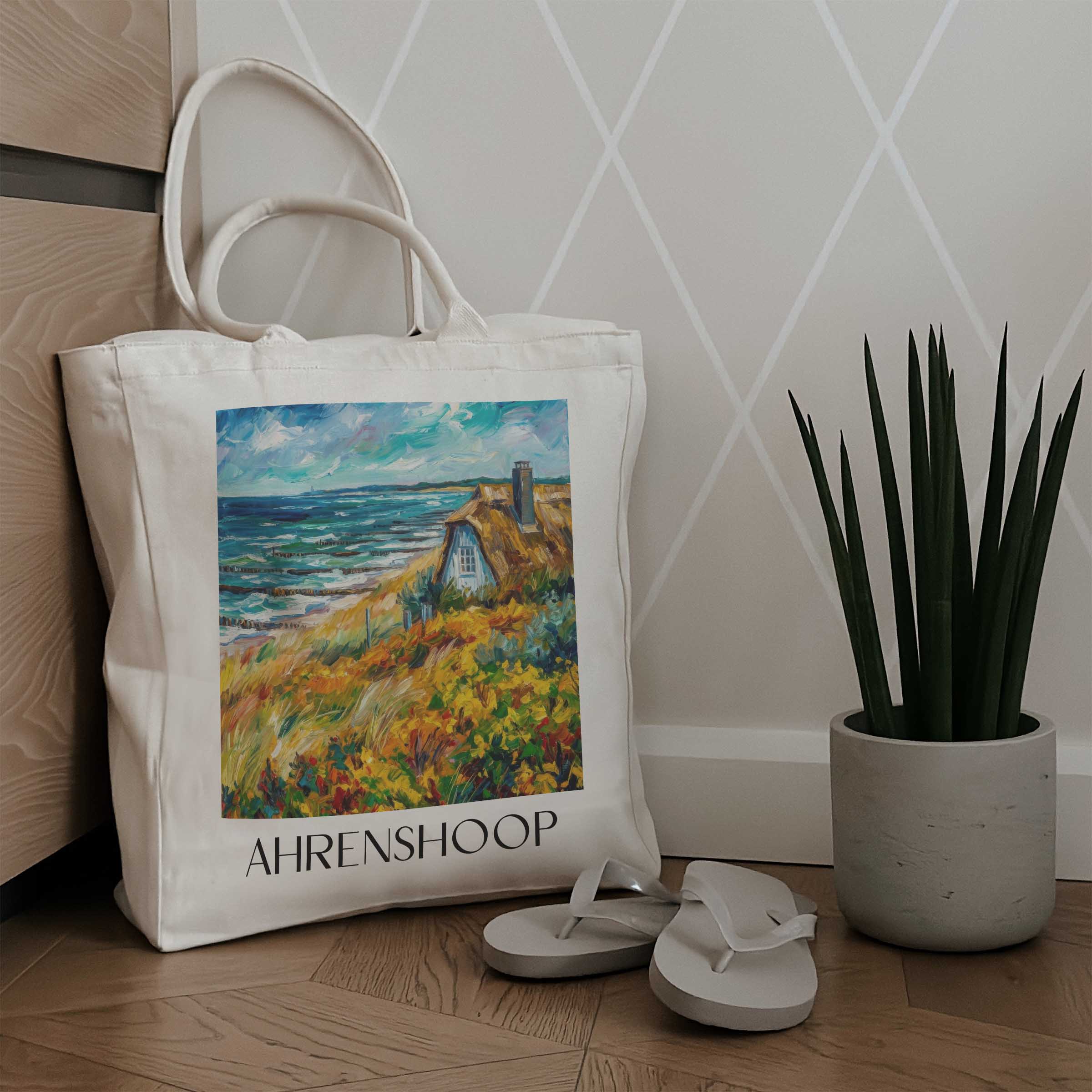 ahrenshoop-mecklenburg-vorpommern-deutschland-einkaufstasche-oil-painting-oelgemaelde