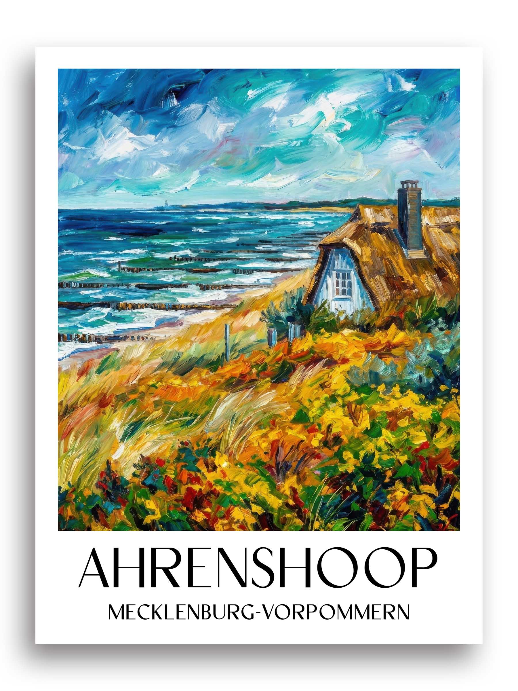 ahrenshoop-mecklenburg-vorpommern-deutschland-poster-oil-painting-oelgemaelde