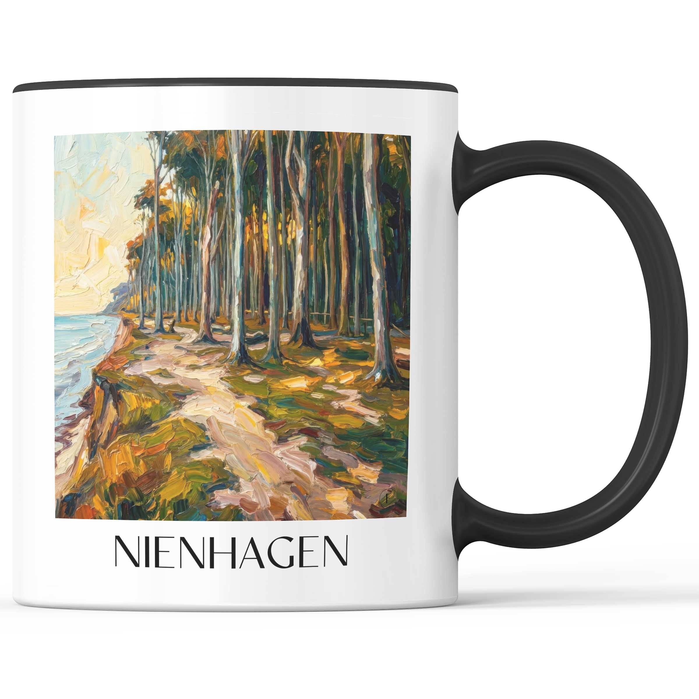 Nienhagen Kaffeebecher - Mecklenburg-Vorpommern - Deutschland Becher - Kaffeetasse im Ölgemälde Stil