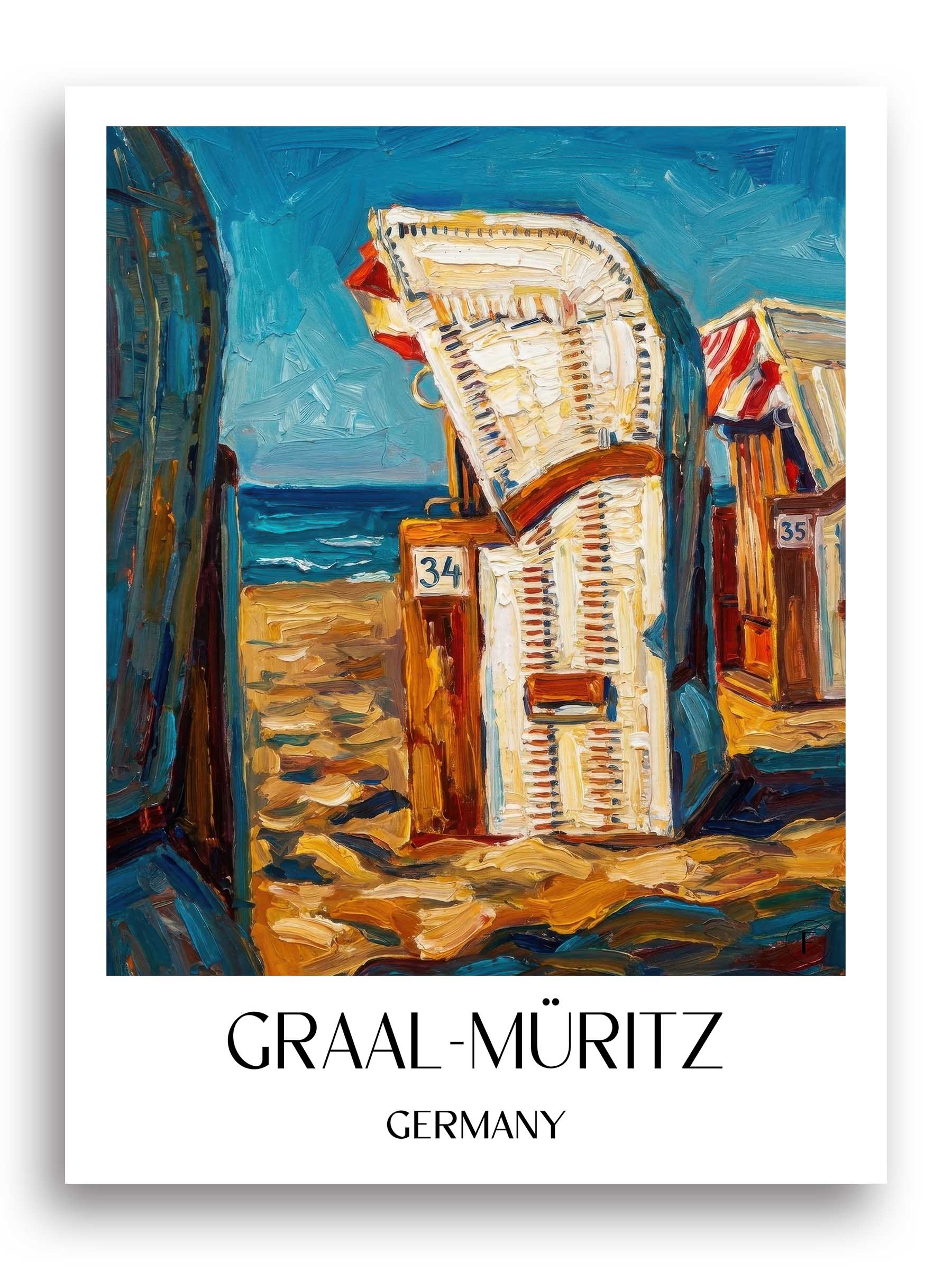 Graal-Müritz Poster - Mecklenburg-Vorpommern - Deutschland Kunstdruck - Ölgemälde von A4 bis A1